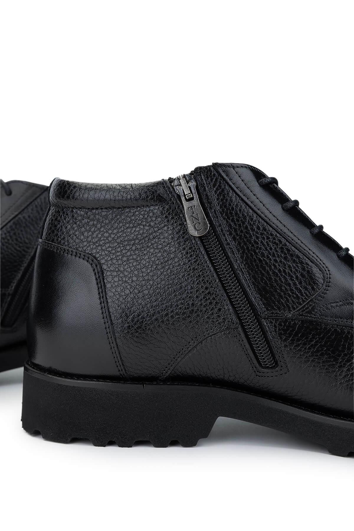Tamer Tanca Erkek Hakiki Deri Siyah Floter Casual Bot