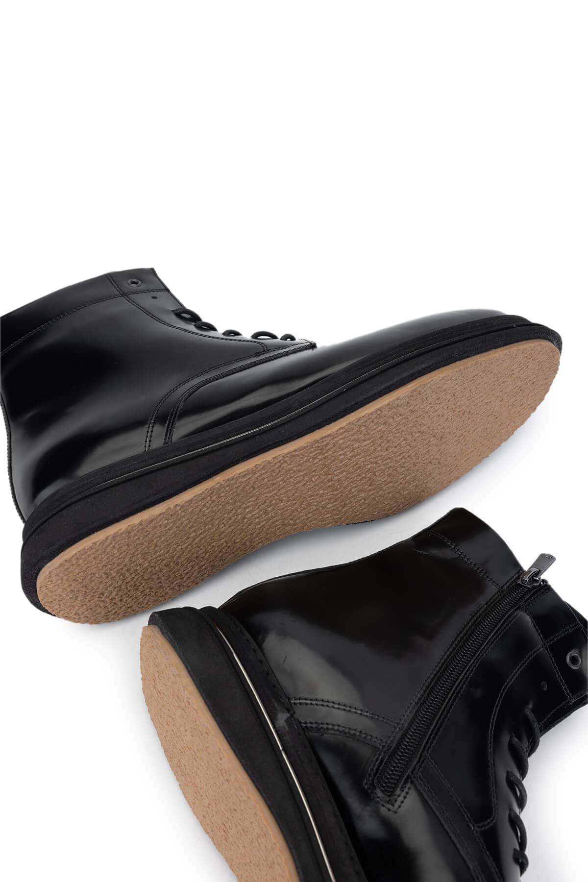 Tamer Tanca Erkek Hakiki Deri Siyah Açma Postal Bot