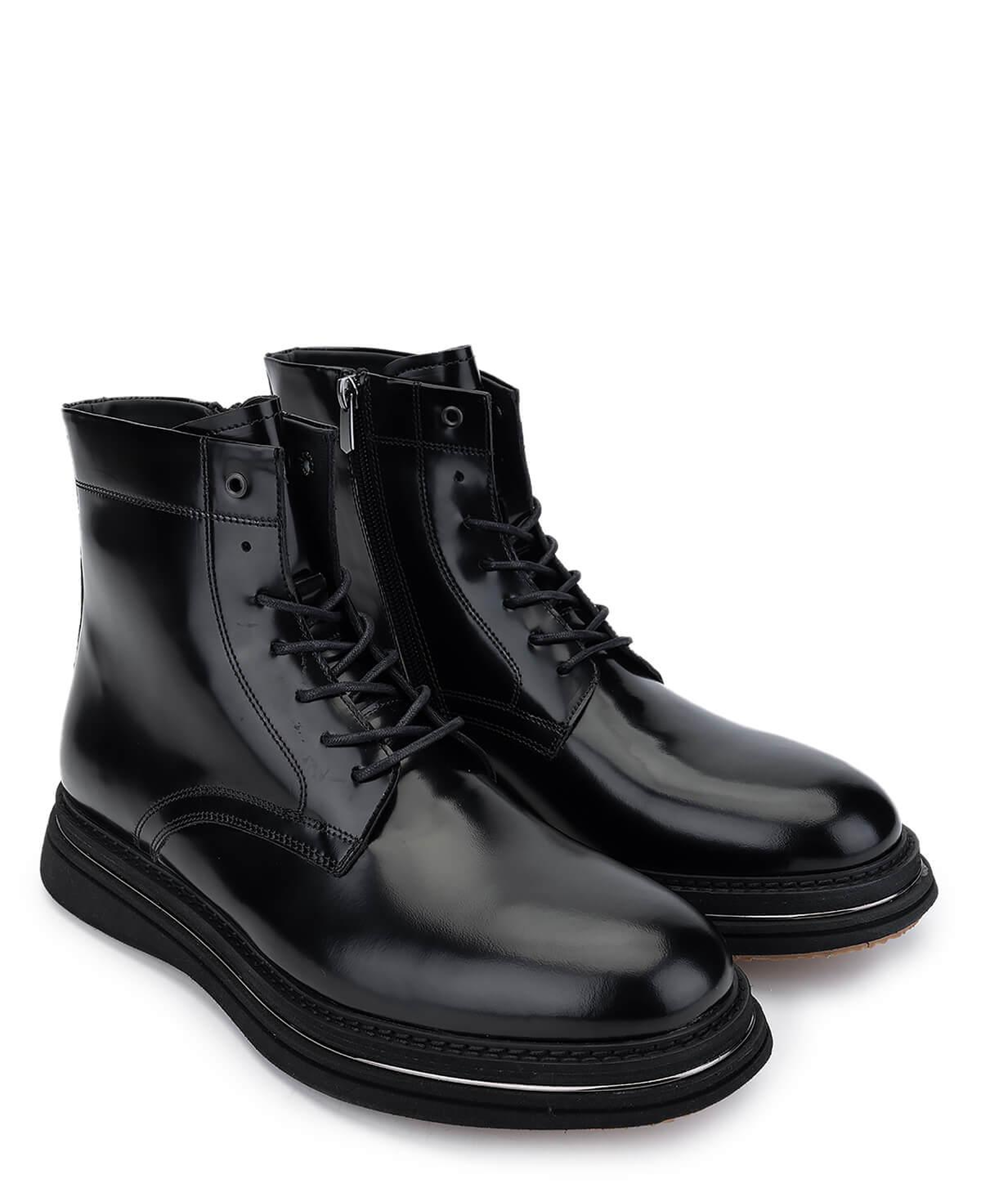 Tamer Tanca Erkek Hakiki Deri Siyah Açma Postal Bot