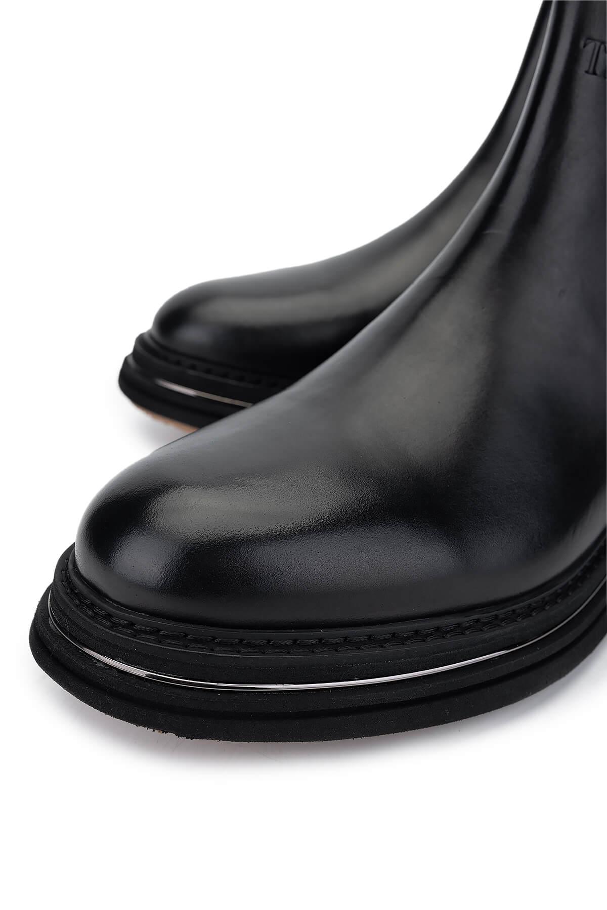 Tamer Tanca Erkek Hakiki Deri Siyah Analin Casual Bot