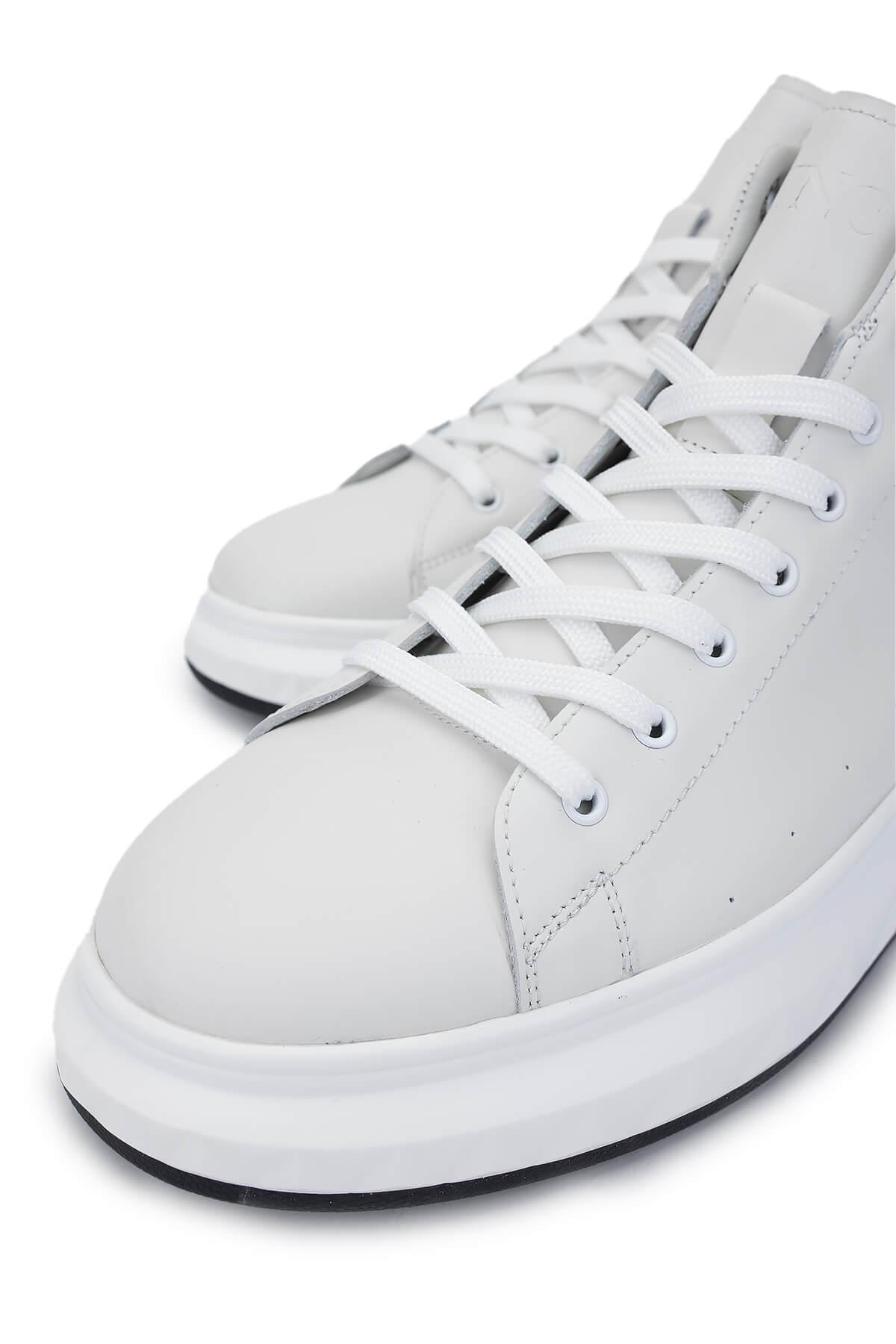 Tamer Tanca Erkek Hakiki Deri Beyaz Bot Ayakkabı