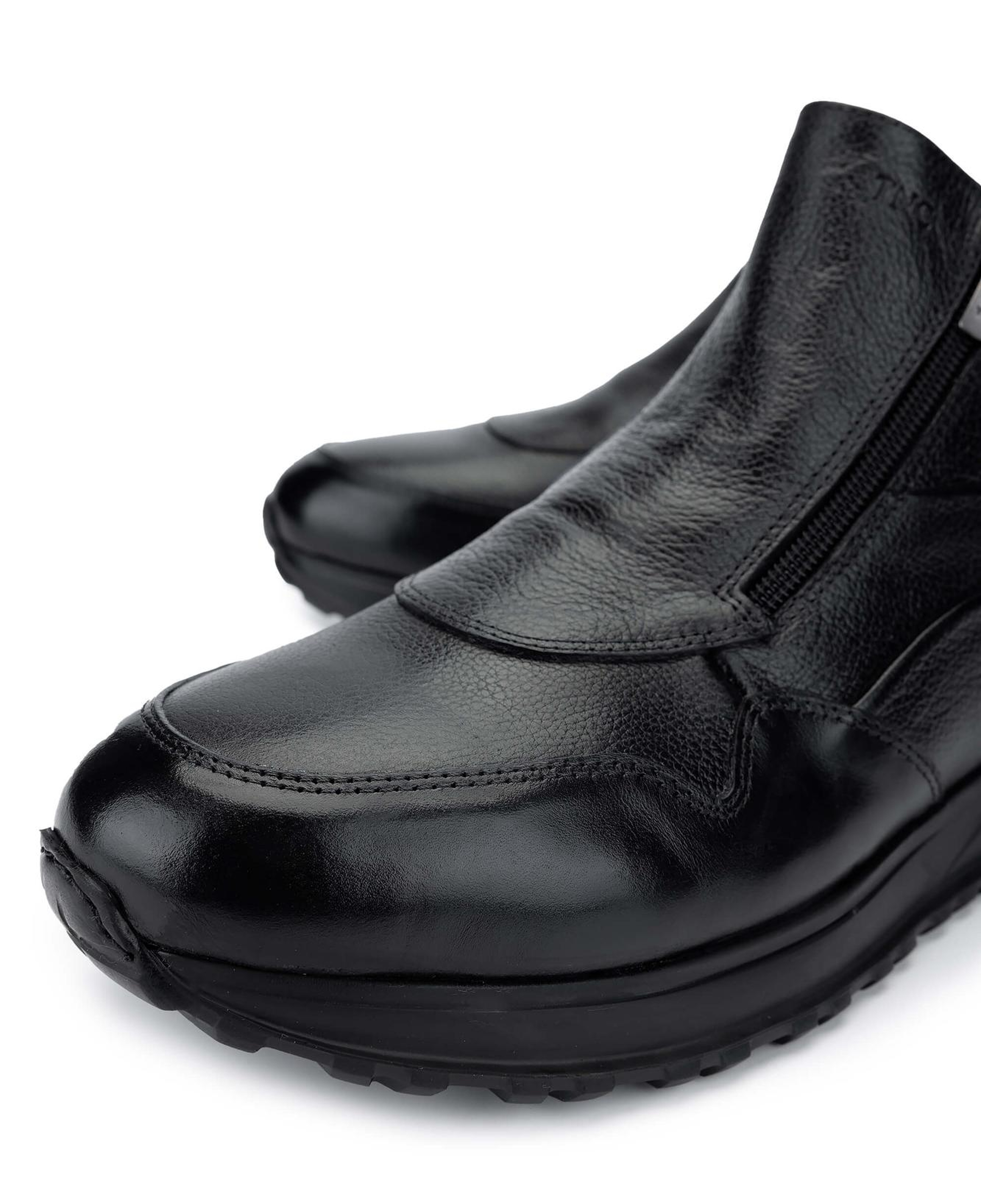 Tamer Tanca Erkek Hakiki Deri Siyah Casual Bot