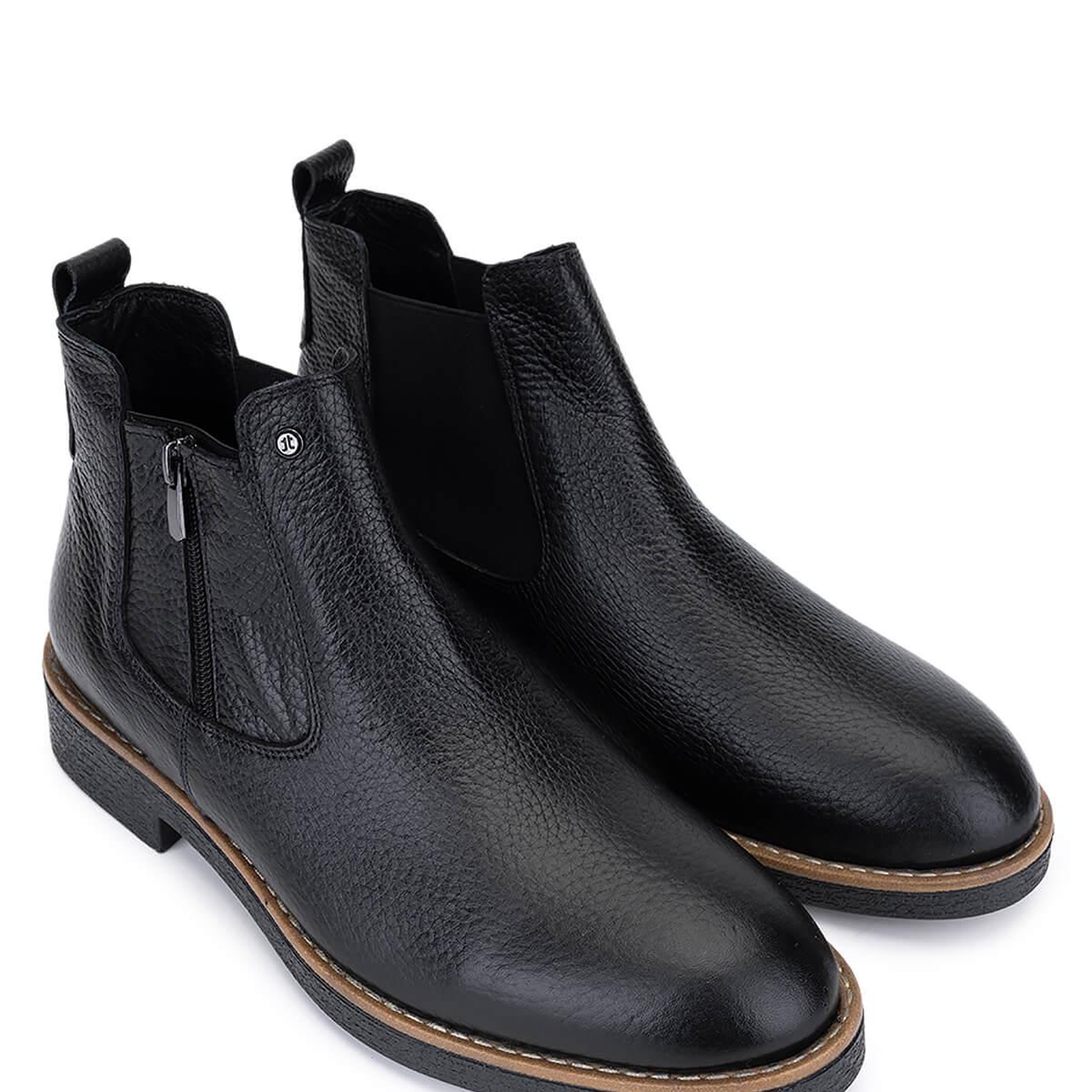 Tamer Tanca Erkek Hakiki Deri Siyah Floter Casual Bot