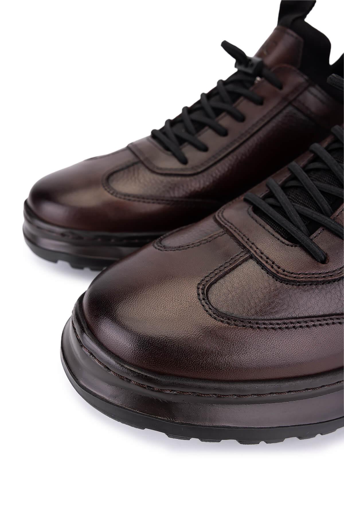 Tamer Tanca Erkek Hakiki Deri Kahverengi Casual Ayakkabı