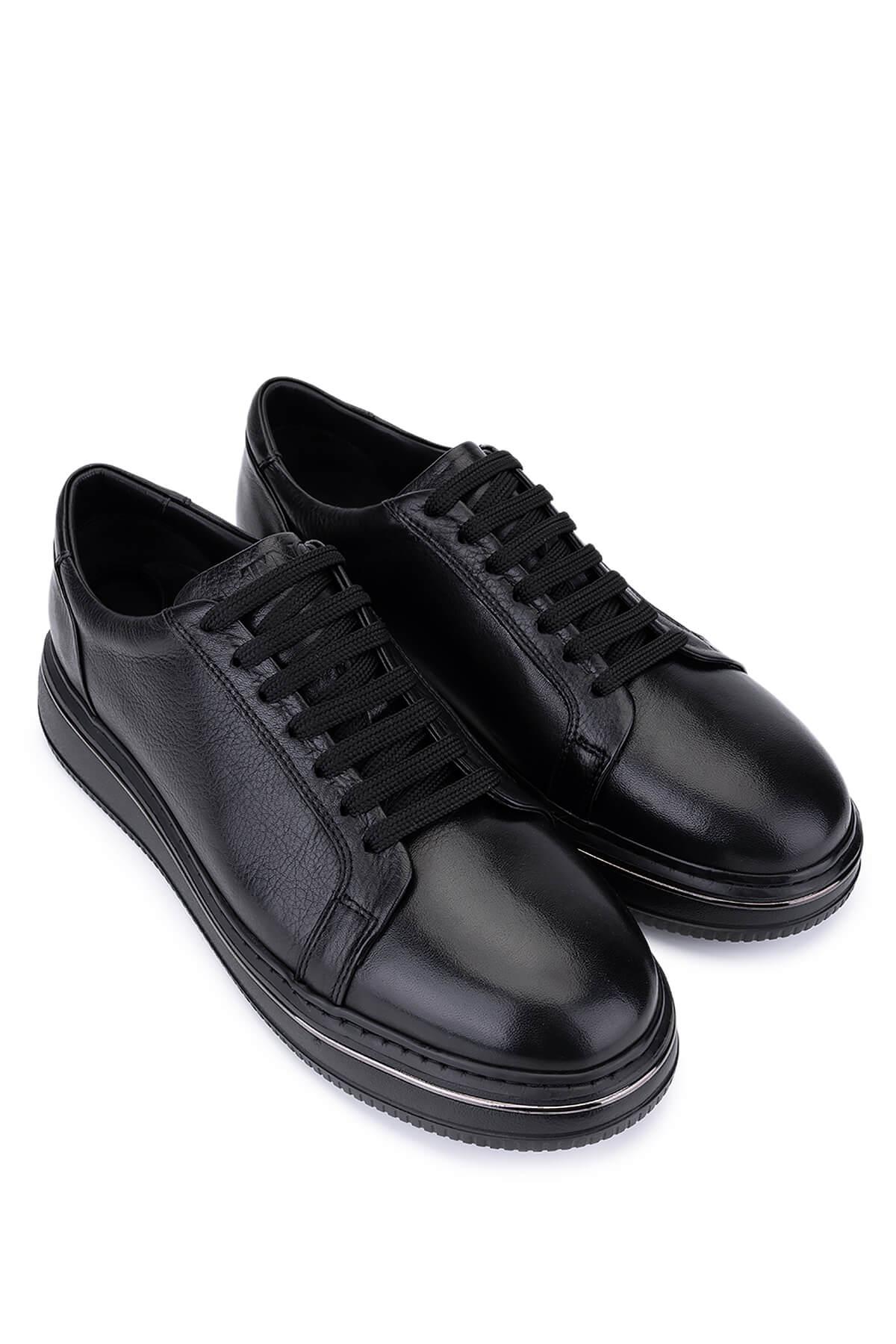 Tamer Tanca Erkek Hakiki Deri Siyah Sneakers & Spor Ayakkabı