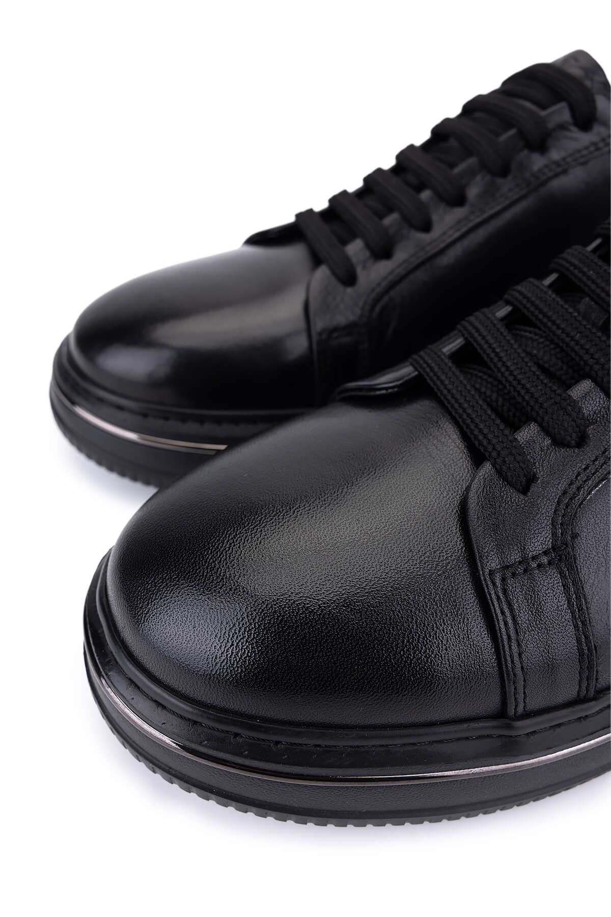 Tamer Tanca Erkek Hakiki Deri Siyah Sneakers & Spor Ayakkabı