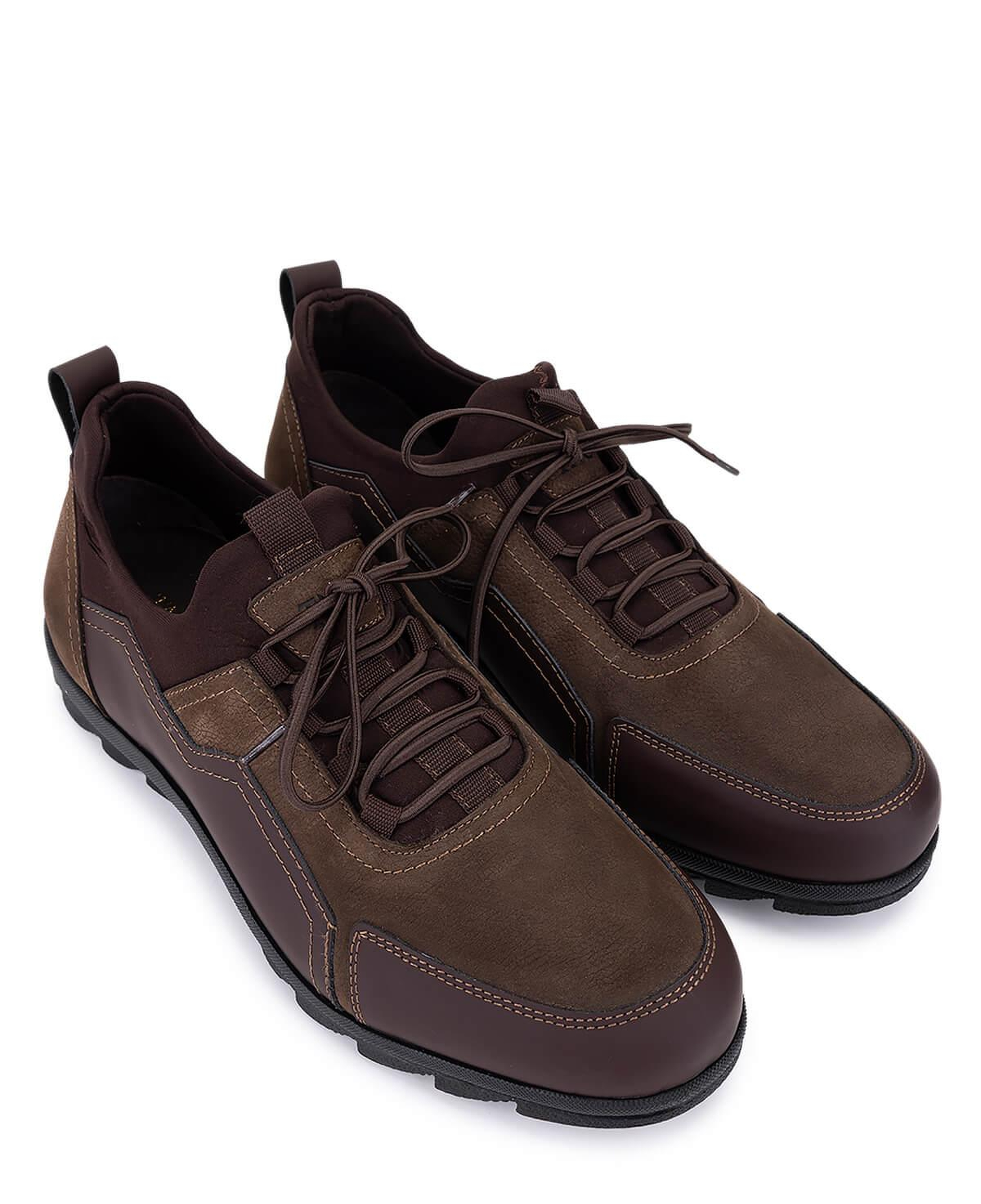 Tamer Tanca Erkek Hakiki Deri Kahverengi Nubuk Sneakers & Spor Ayakkabı