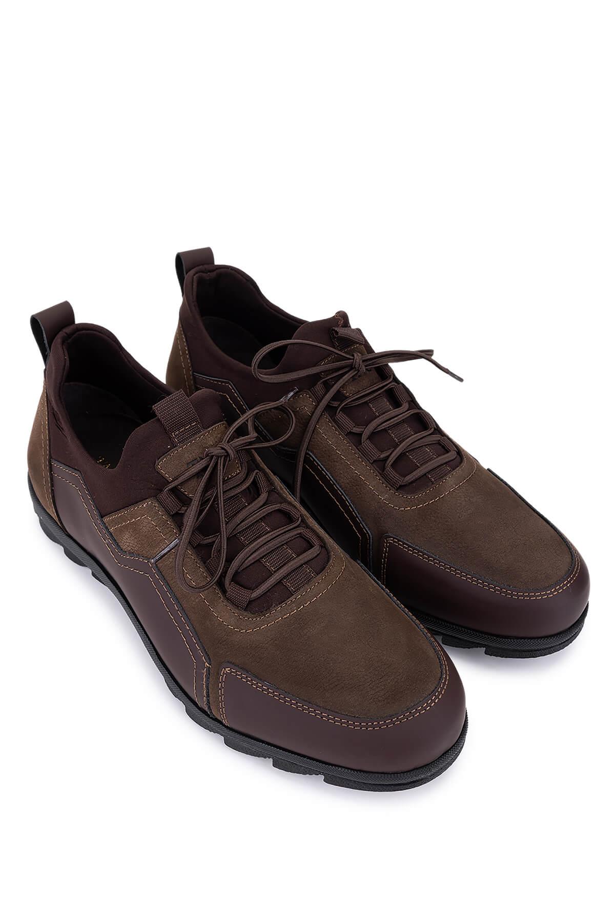 Tamer Tanca Erkek Hakiki Deri Kahverengi Nubuk Sneakers & Spor Ayakkabı