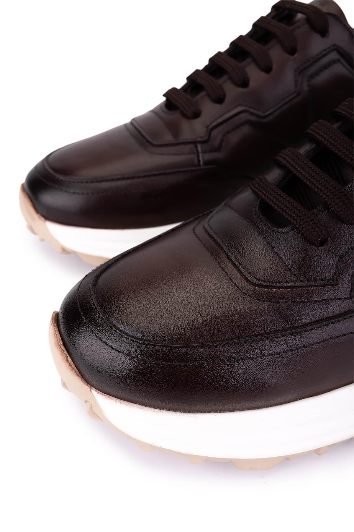 Tamer Tanca Erkek Hakiki Deri Kahverengi Sneakers & Spor Ayakkabı