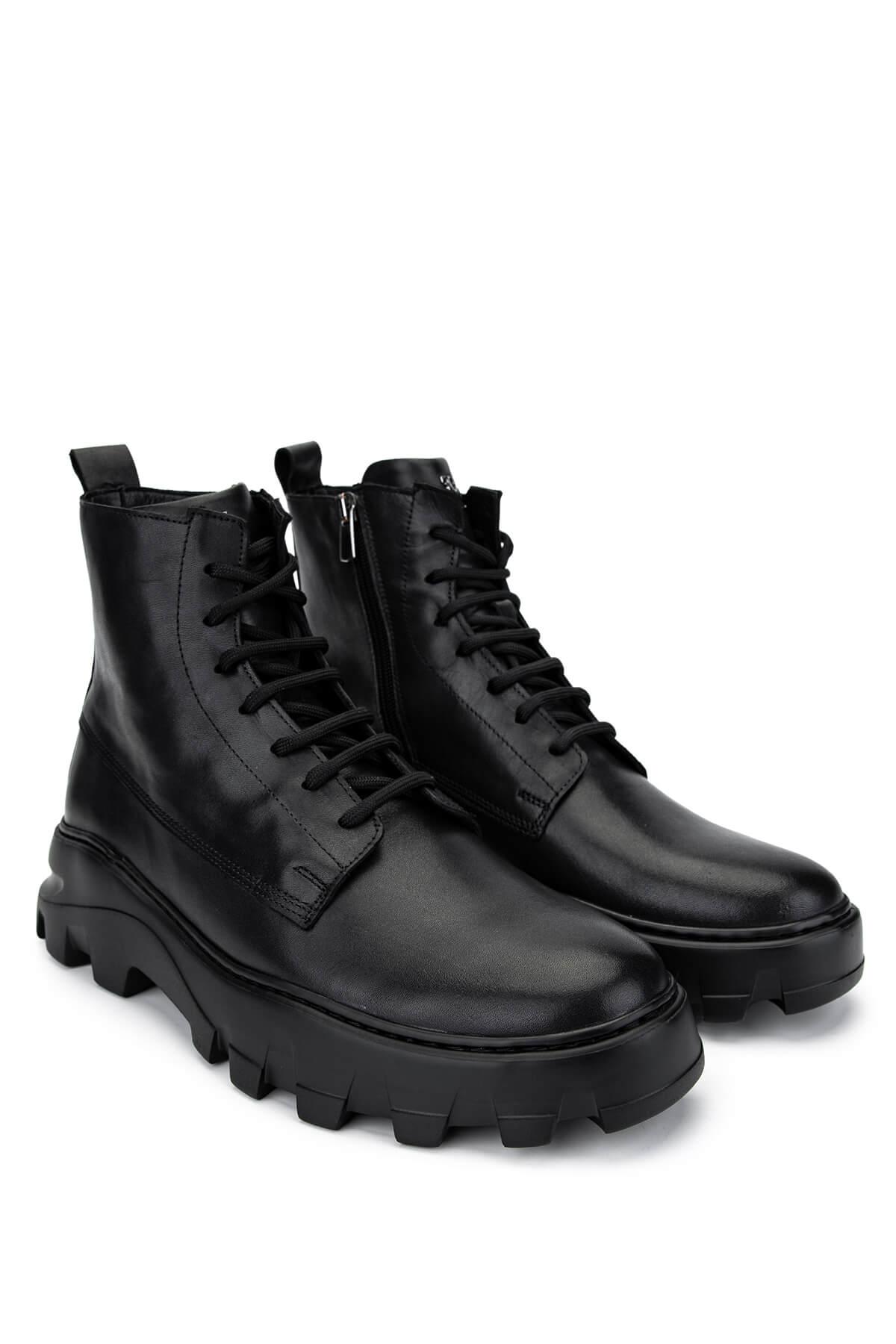 Tamer Tanca Erkek Hakiki Deri Siyah Deri Casual Bot