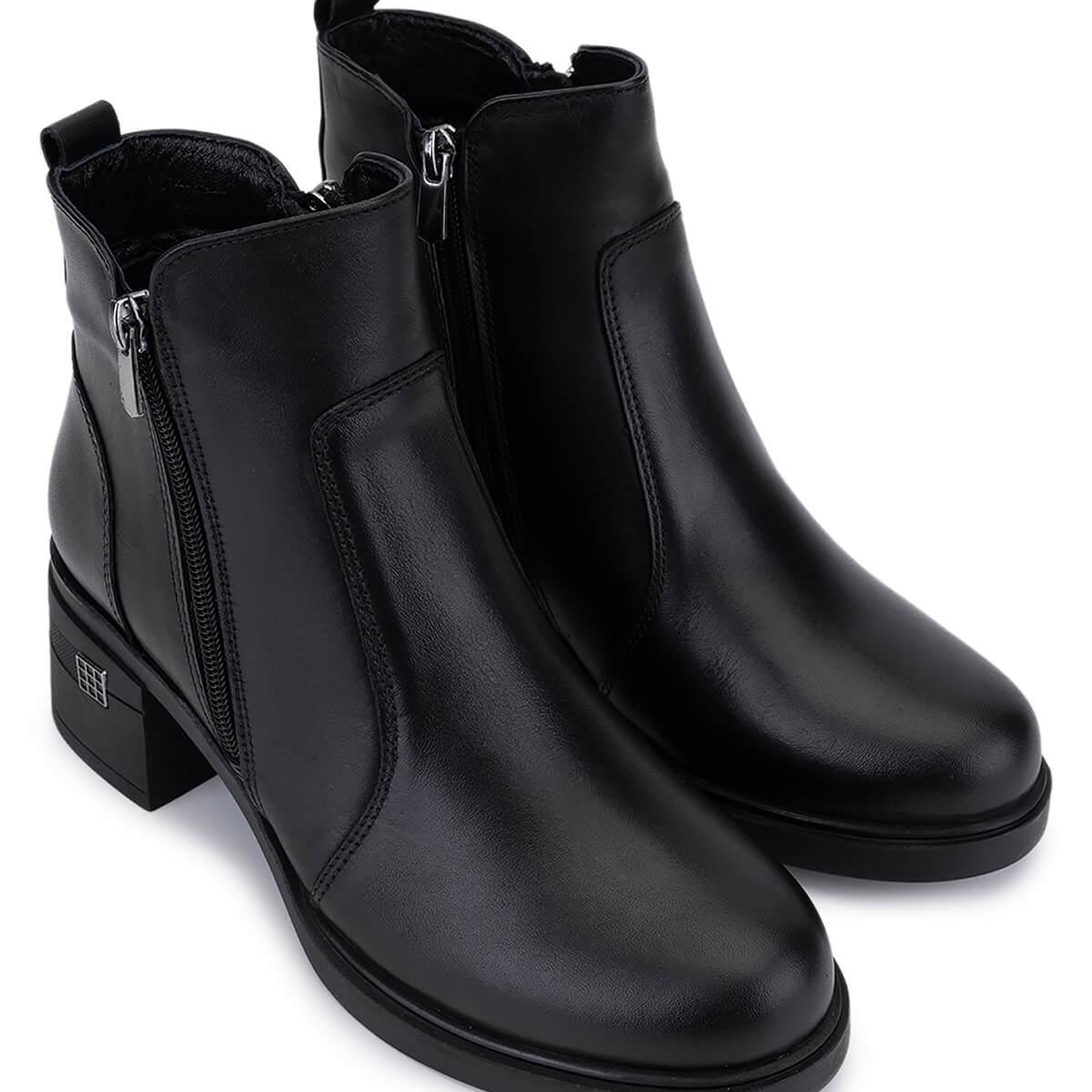 Tamer Tanca Kadın Hakiki Deri Siyah Deri Topuklu Bot