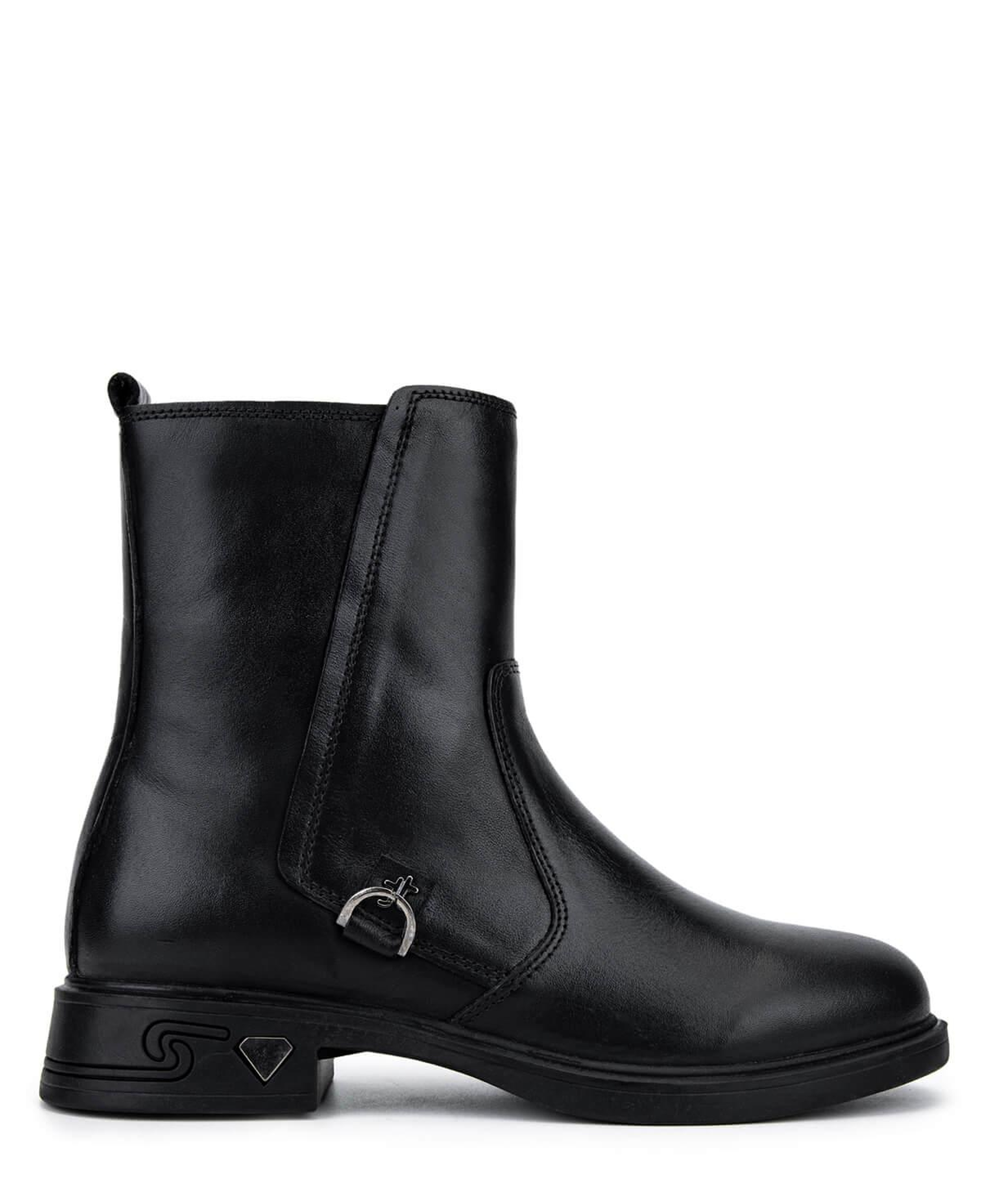 Tamer Tanca Kadın Hakiki Deri Siyah Deri Topuklu Bot