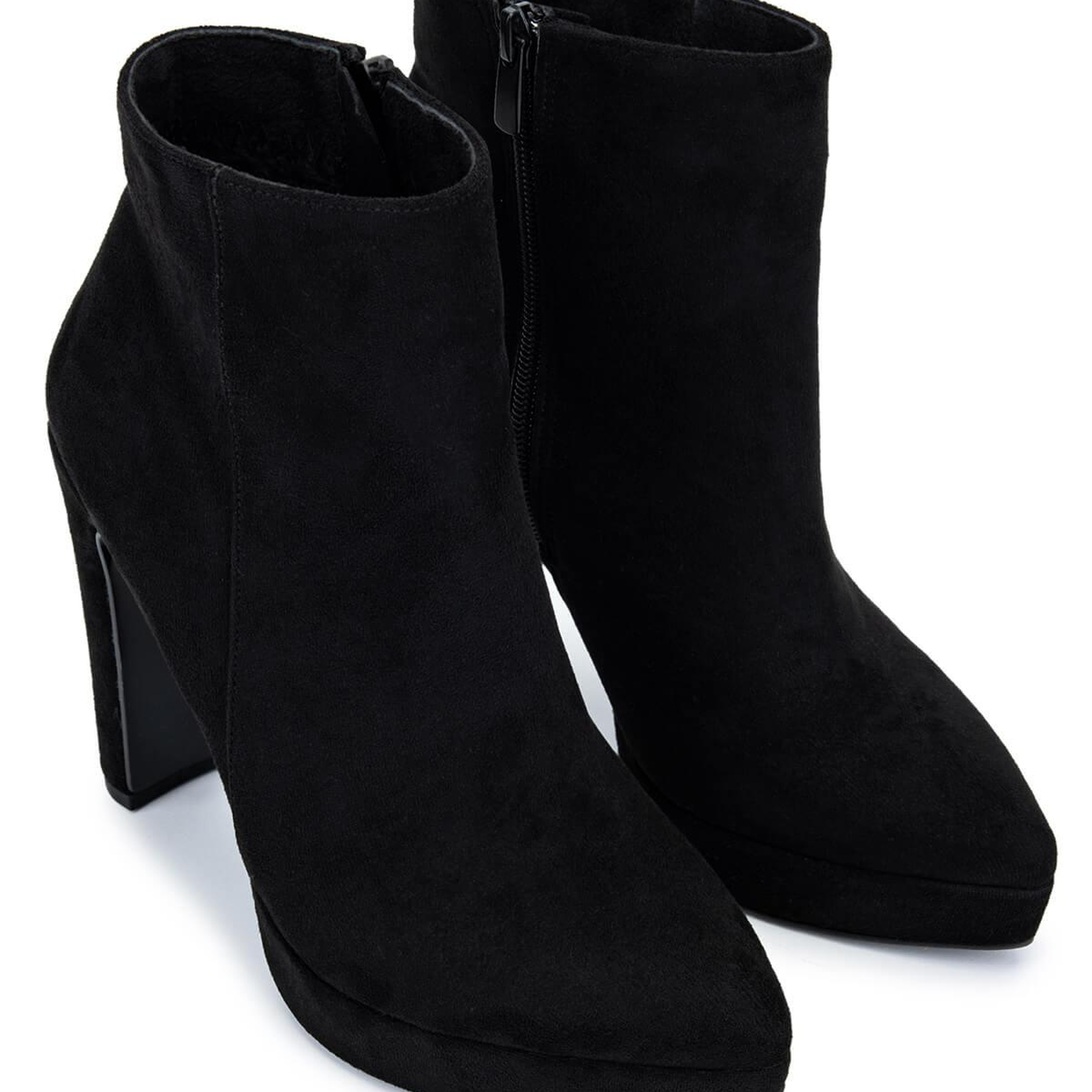 Tamer Tanca Kadın Suni Deri Siyah Süet Topuklu Bot