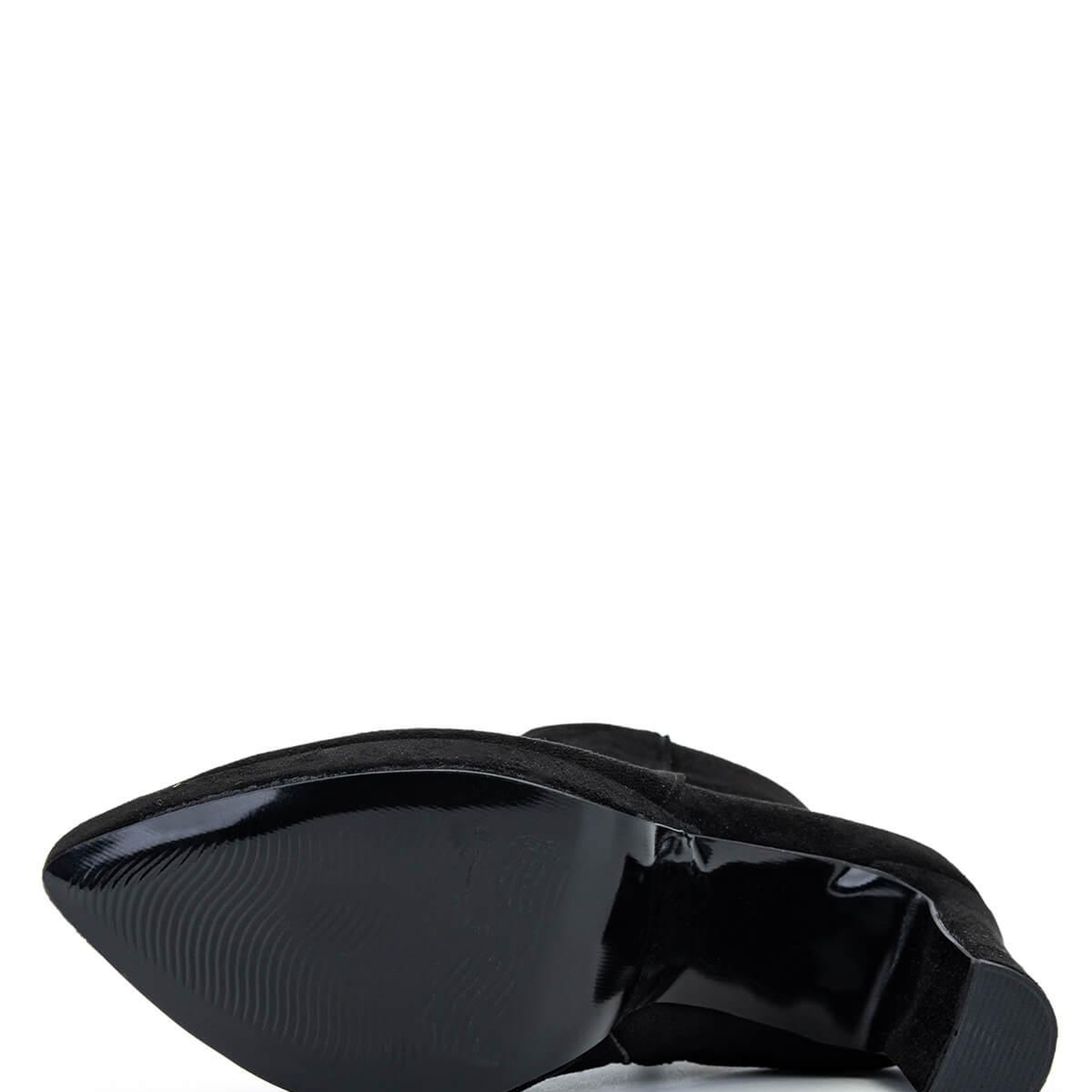 Tamer Tanca Kadın Suni Deri Siyah Süet Topuklu Bot