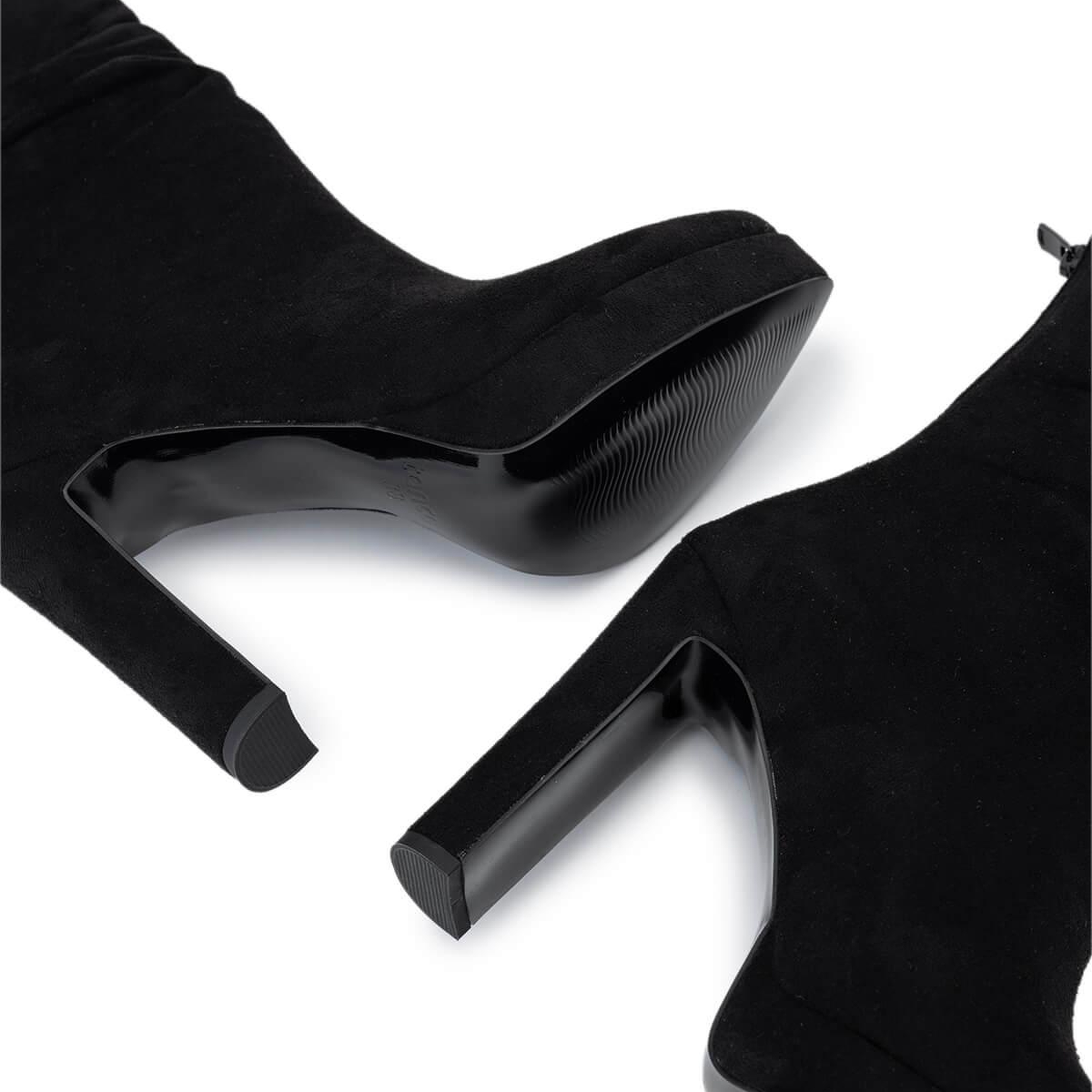 Tamer Tanca Kadın Suni Deri Siyah Süet Topuklu Bot