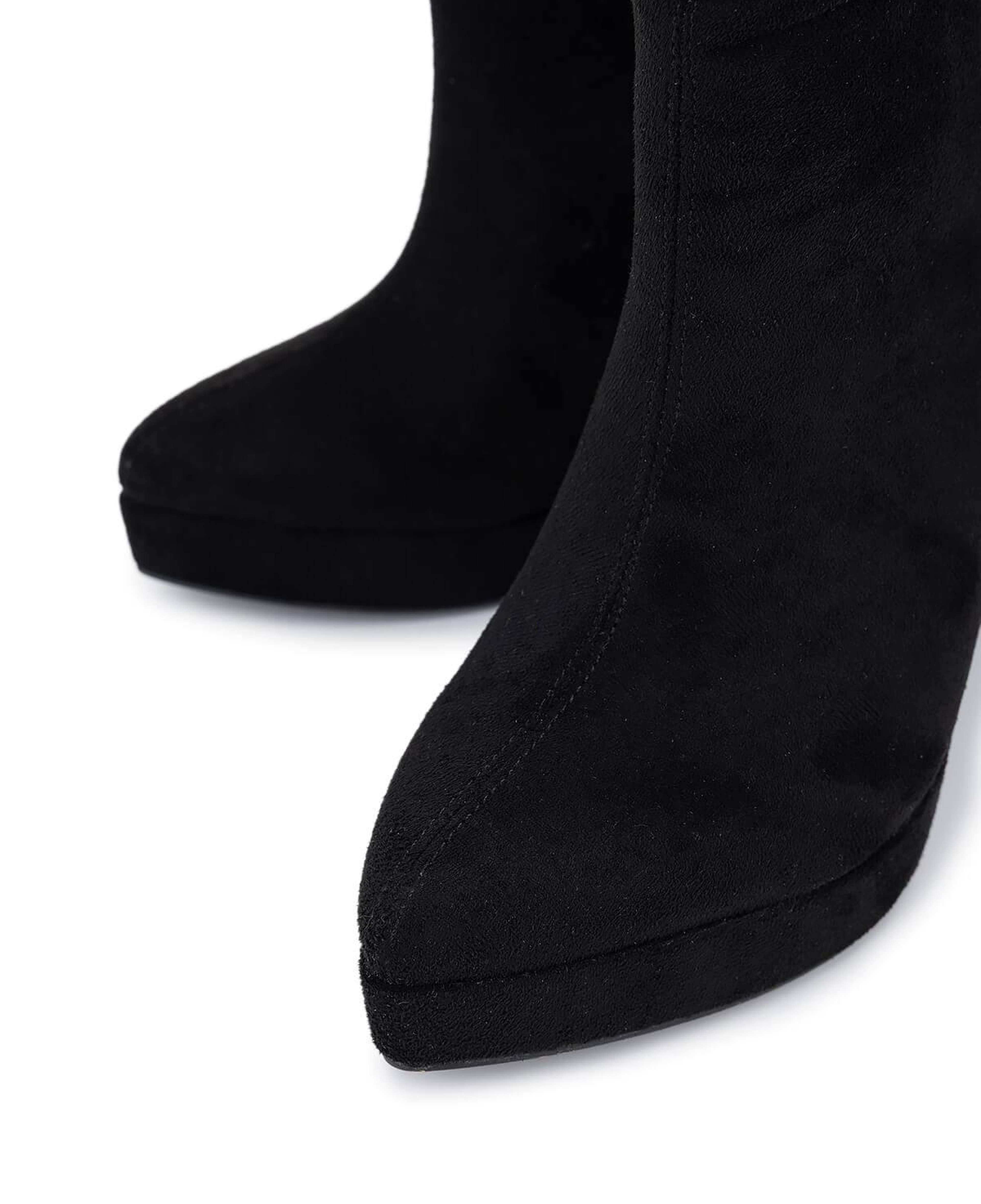 Tamer Tanca Kadın Suni Deri Siyah Süet Topuklu Bot