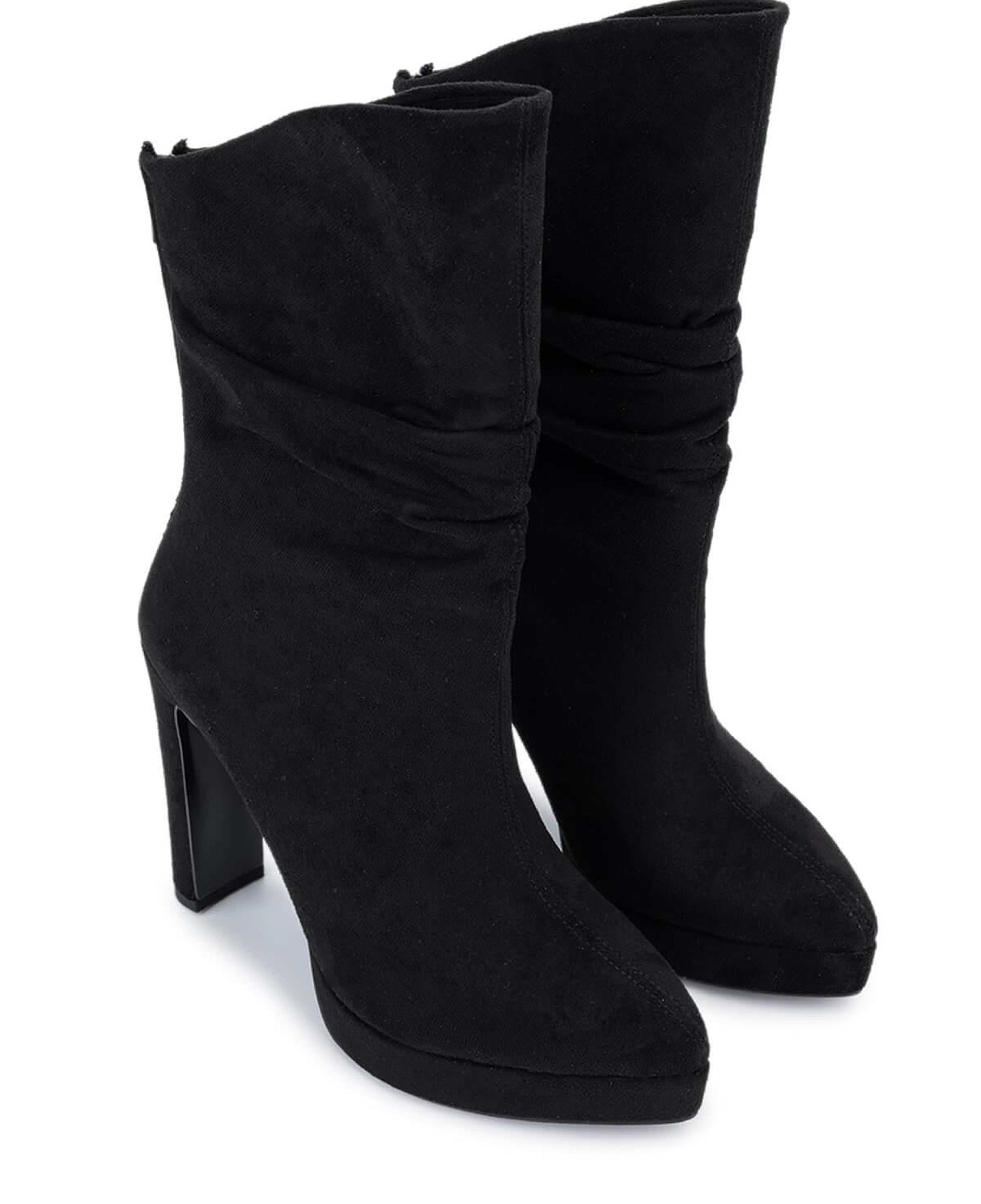 Tamer Tanca Kadın Suni Deri Siyah Süet Topuklu Bot