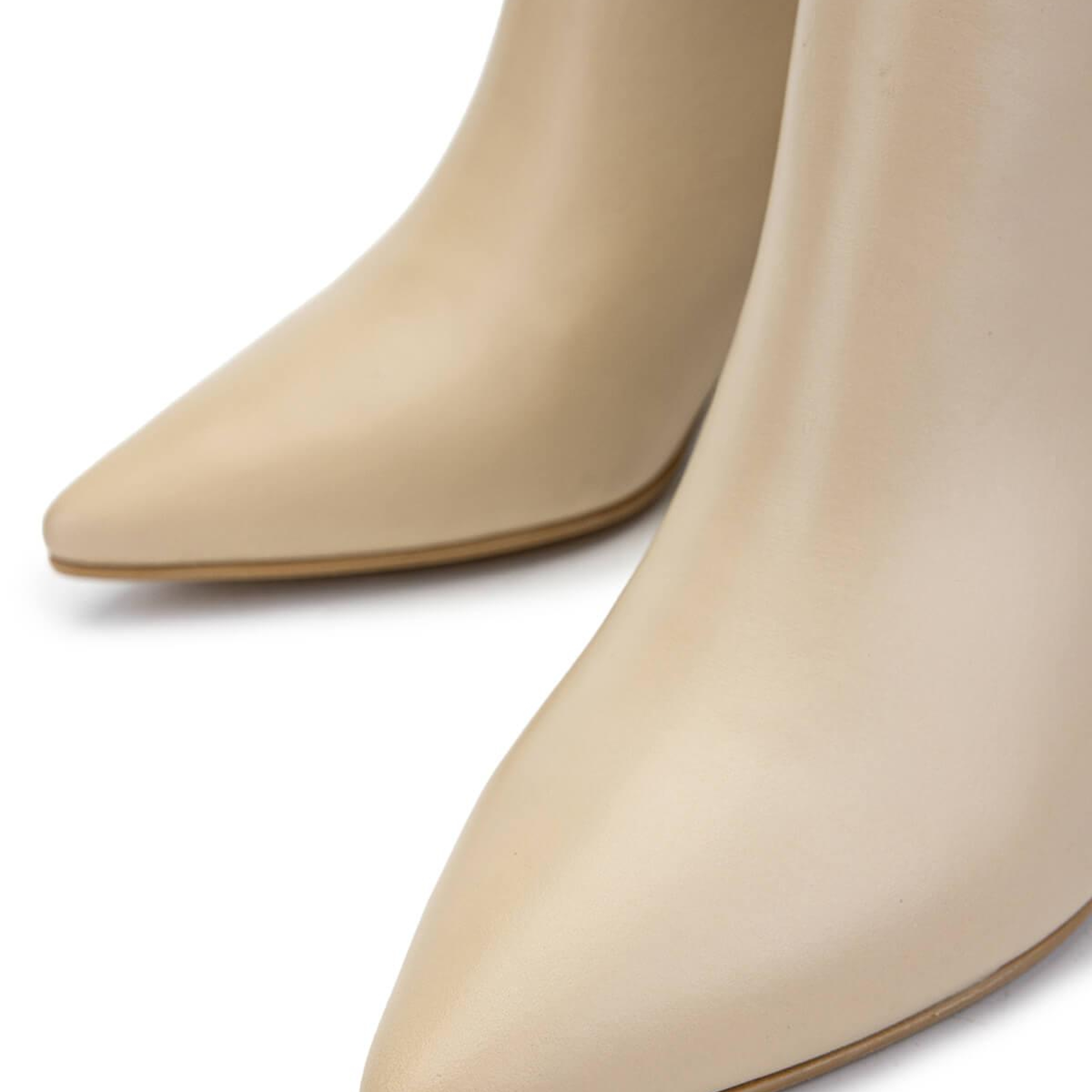 Tamer Tanca Kadın Hakiki Deri  Bej Topuklu Bot