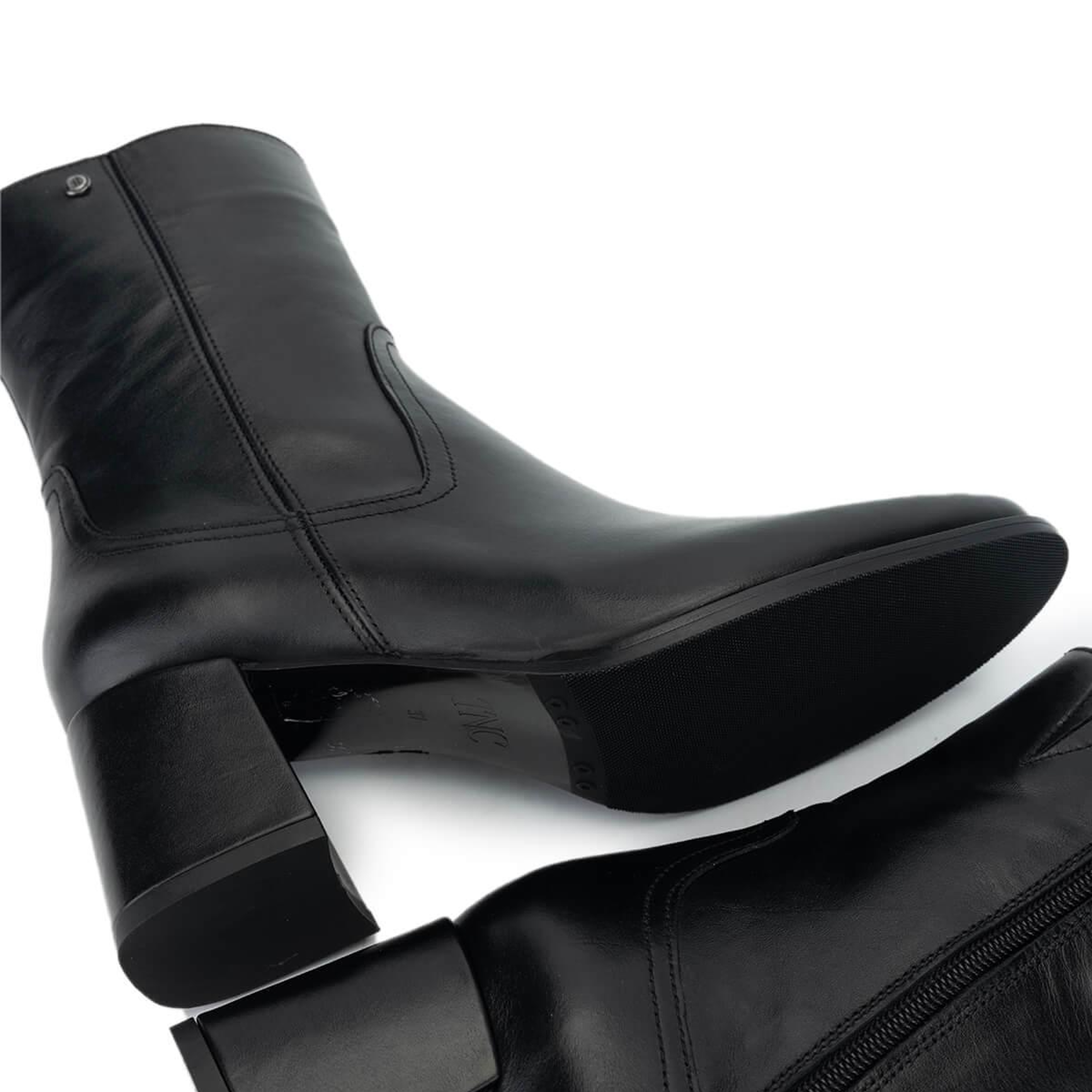 Tamer Tanca Kadın Hakiki Deri Siyah Deri Topuklu Bot