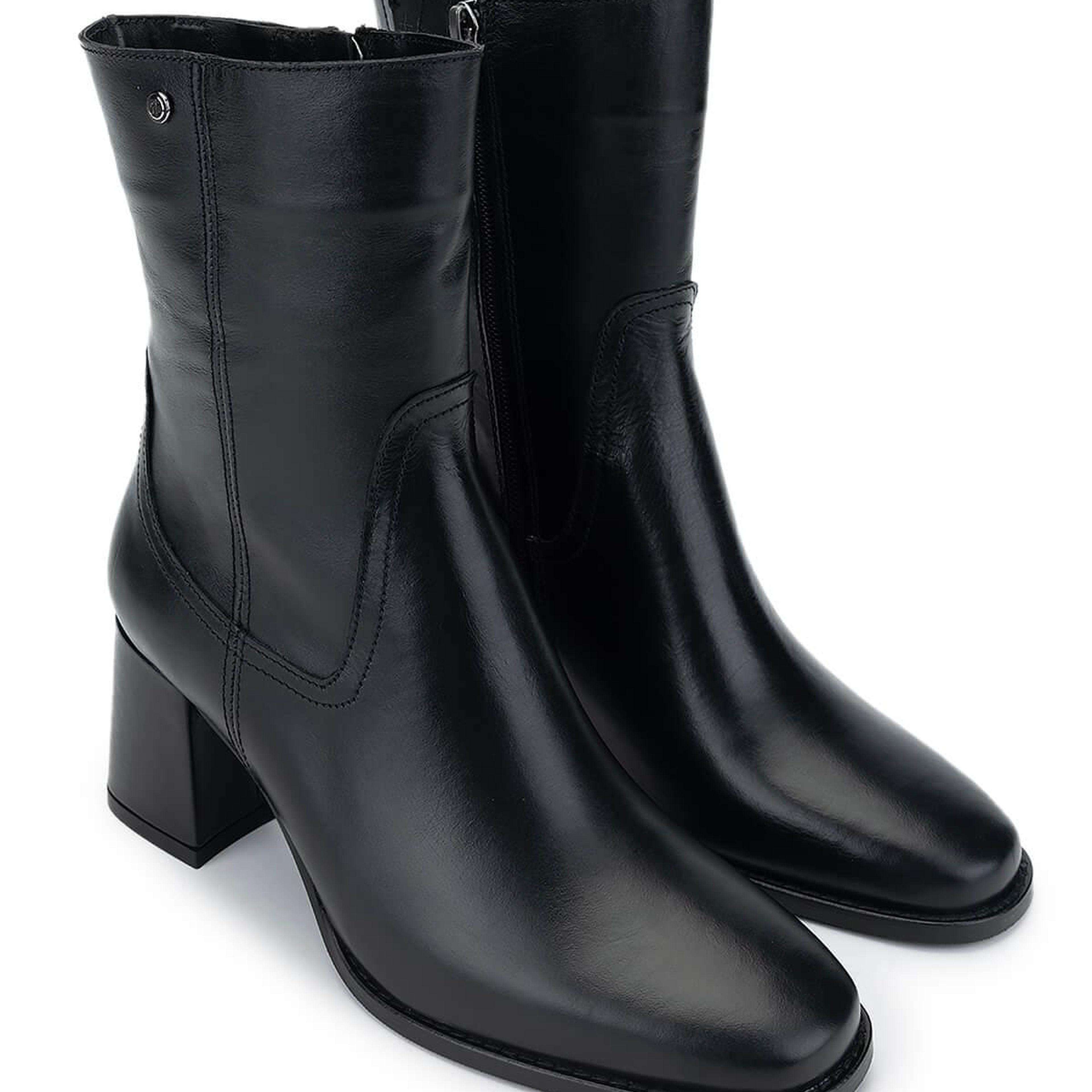 Tamer Tanca Kadın Hakiki Deri Siyah Deri Topuklu Bot