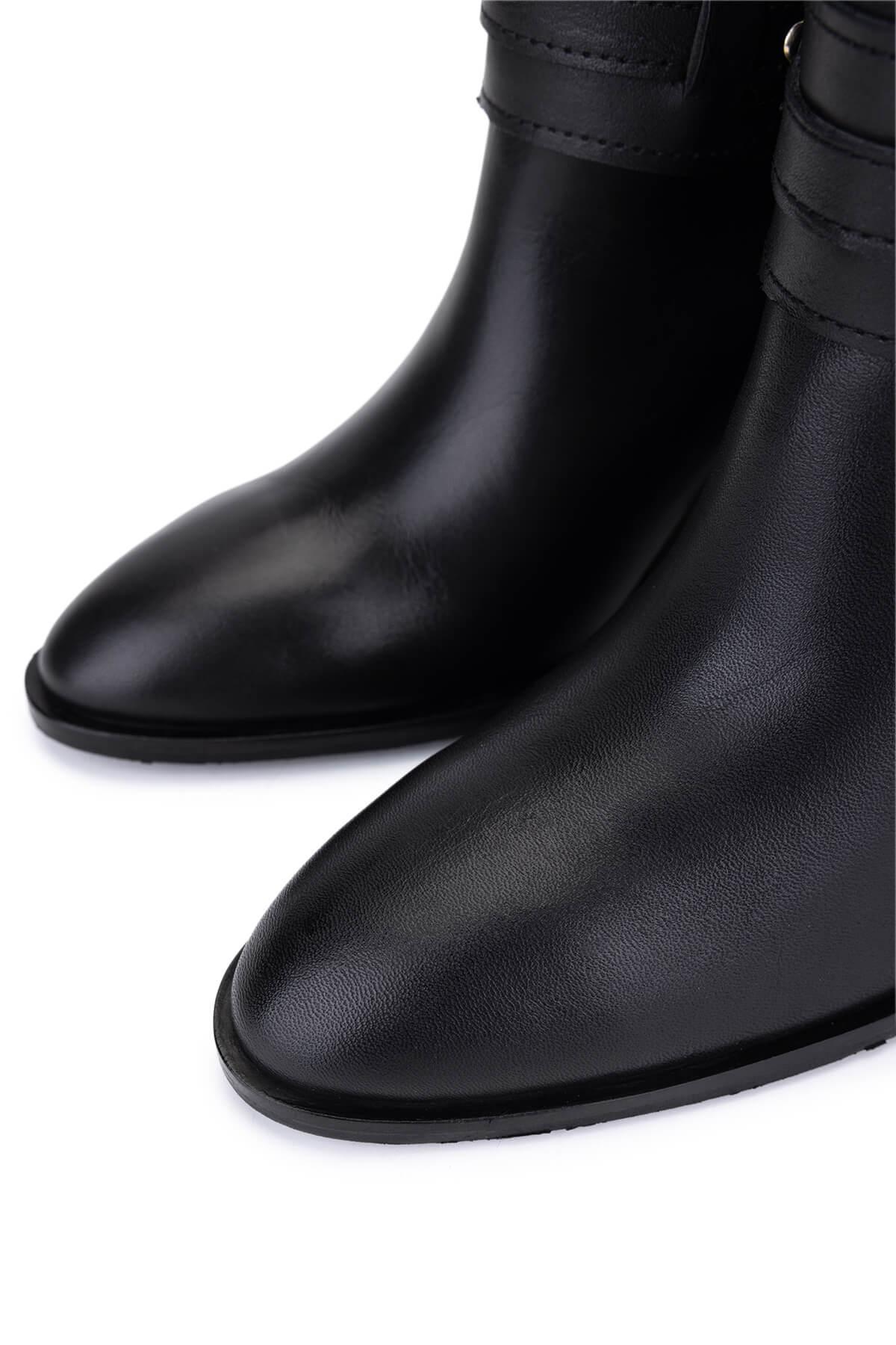 Tamer Tanca Kadın Hakiki Deri Siyah Topuklu Bot