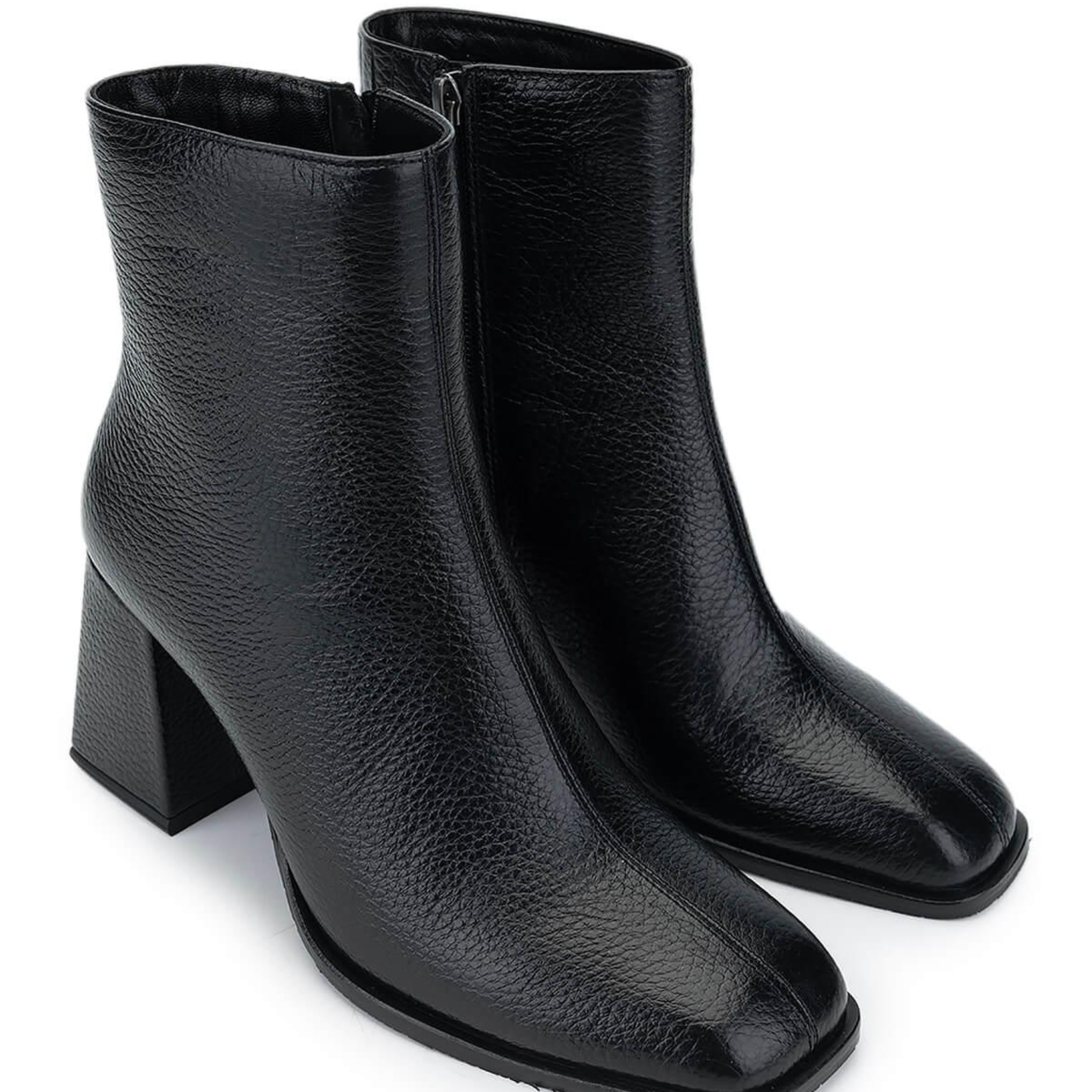 Tamer Tanca Kadın Hakiki Deri Siyah Floter Topuklu Bot