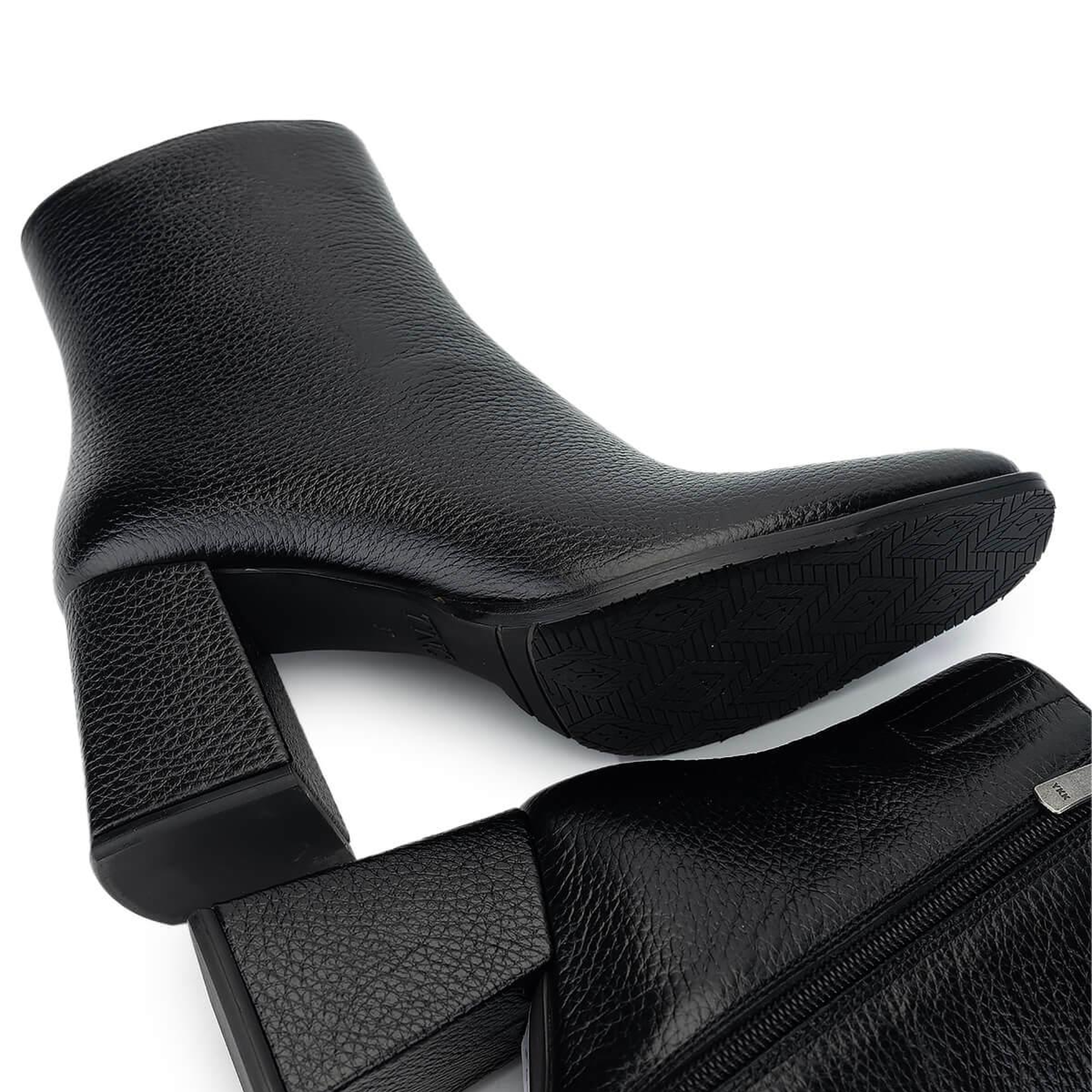 Tamer Tanca Kadın Hakiki Deri Siyah Floter Topuklu Bot