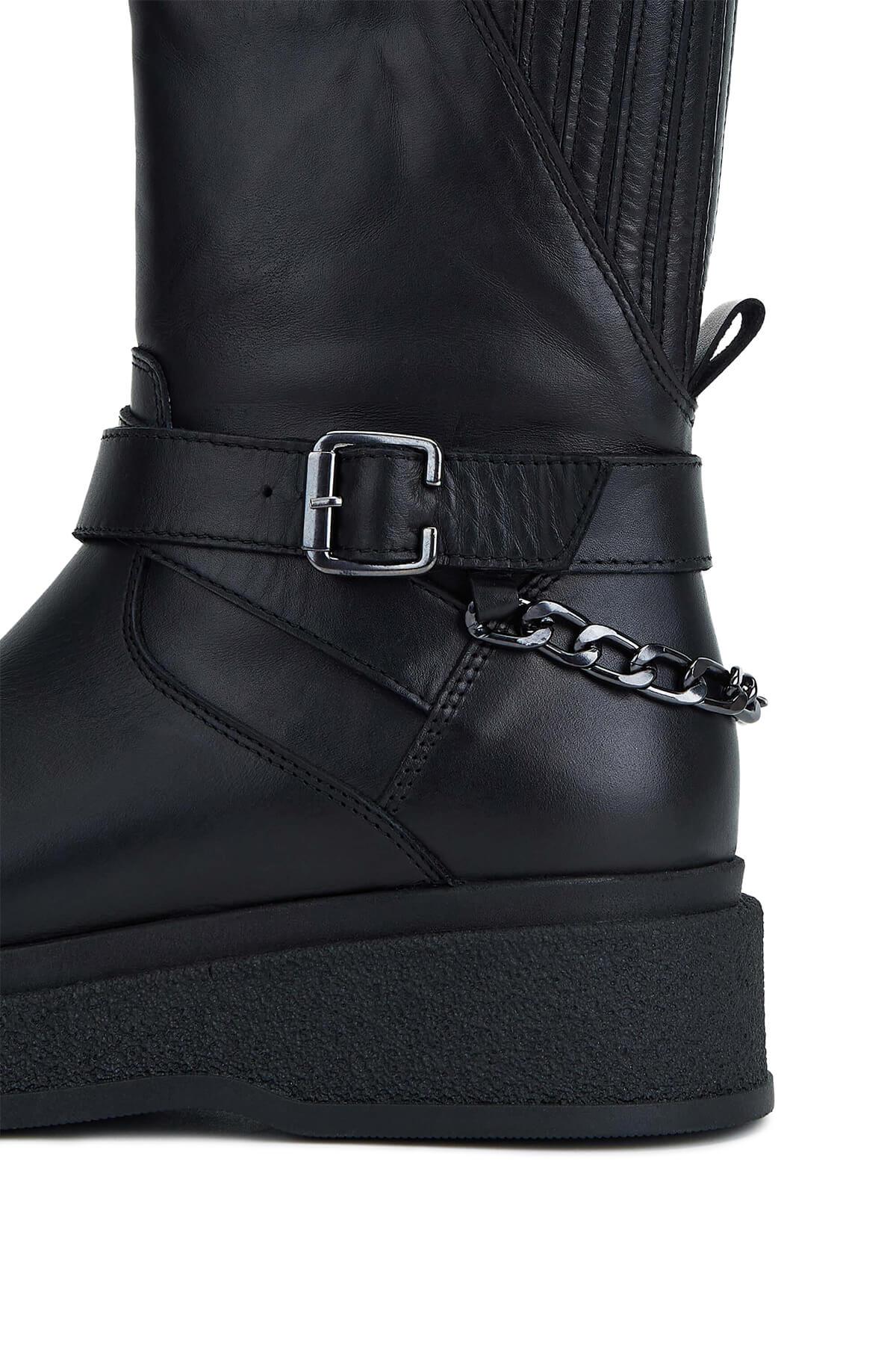 Tamer Tanca Kadın Hakiki Deri Siyah Deri Casual Bot