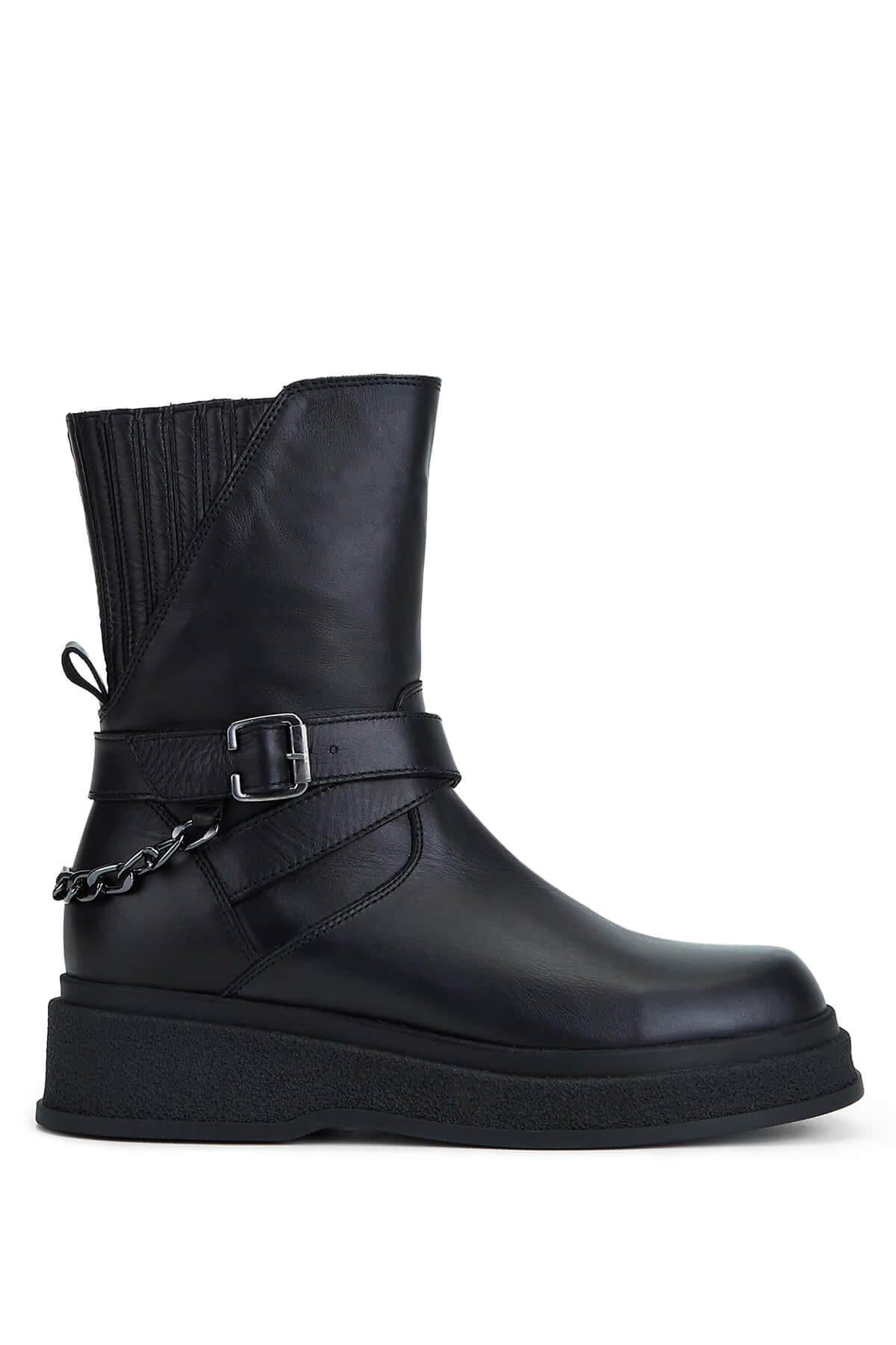 Tamer Tanca Kadın Hakiki Deri Siyah Deri Casual Bot