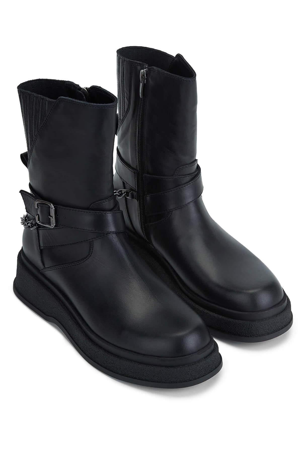 Tamer Tanca Kadın Hakiki Deri Siyah Deri Casual Bot