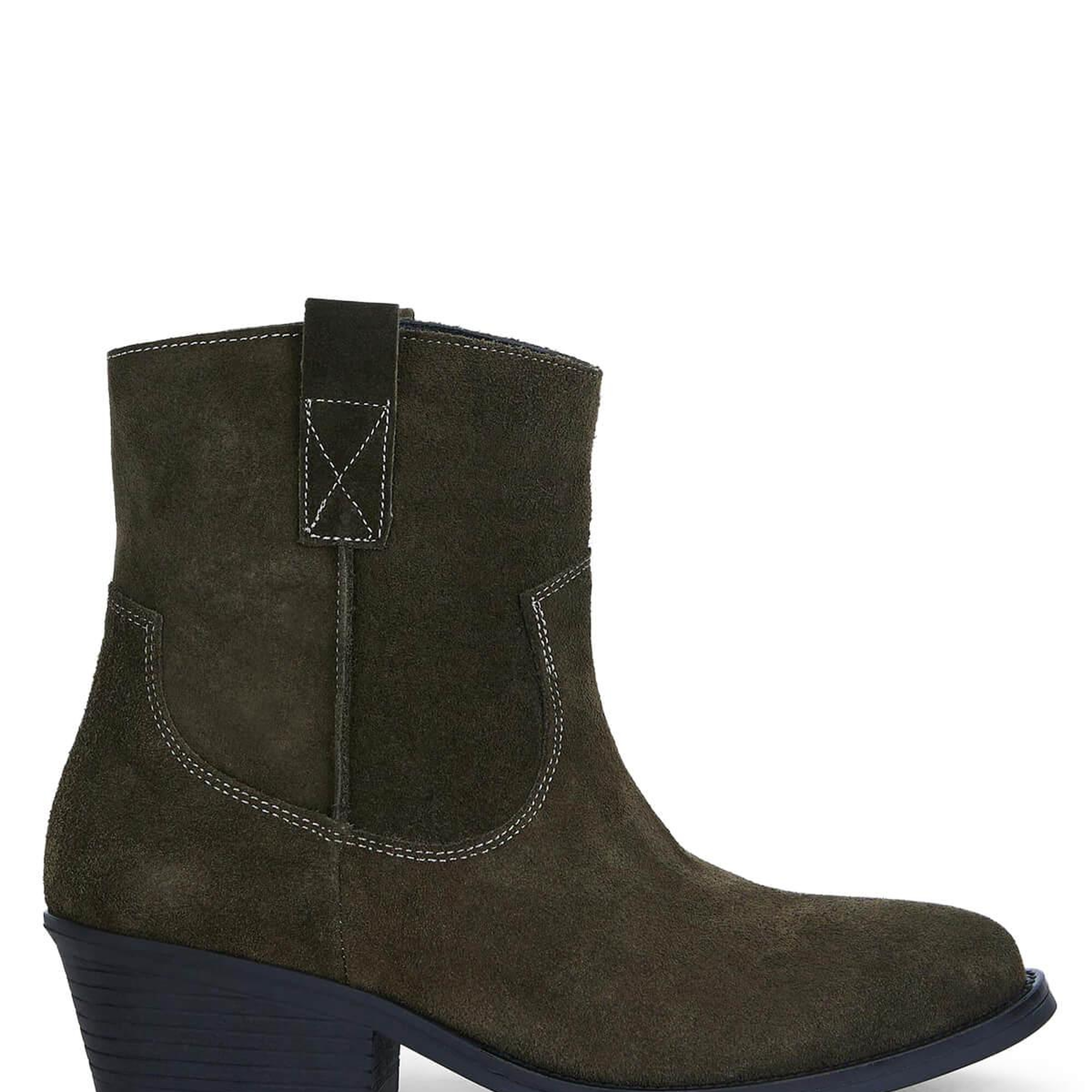 Tamer Tanca Kadın Hakiki Deri Haki Süet Western Bot