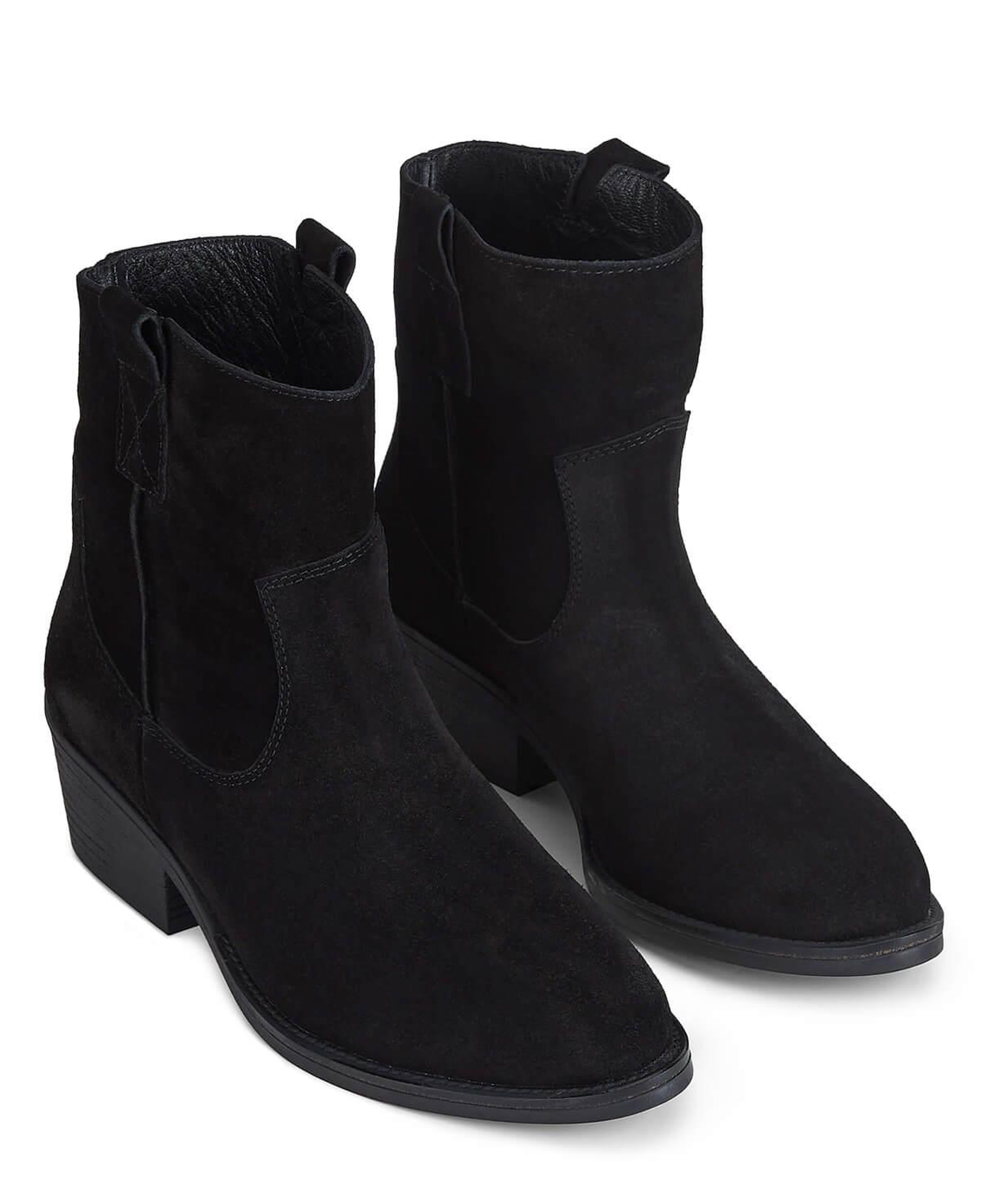 Tamer Tanca Kadın Hakiki Deri Siyah Süet Western Bot