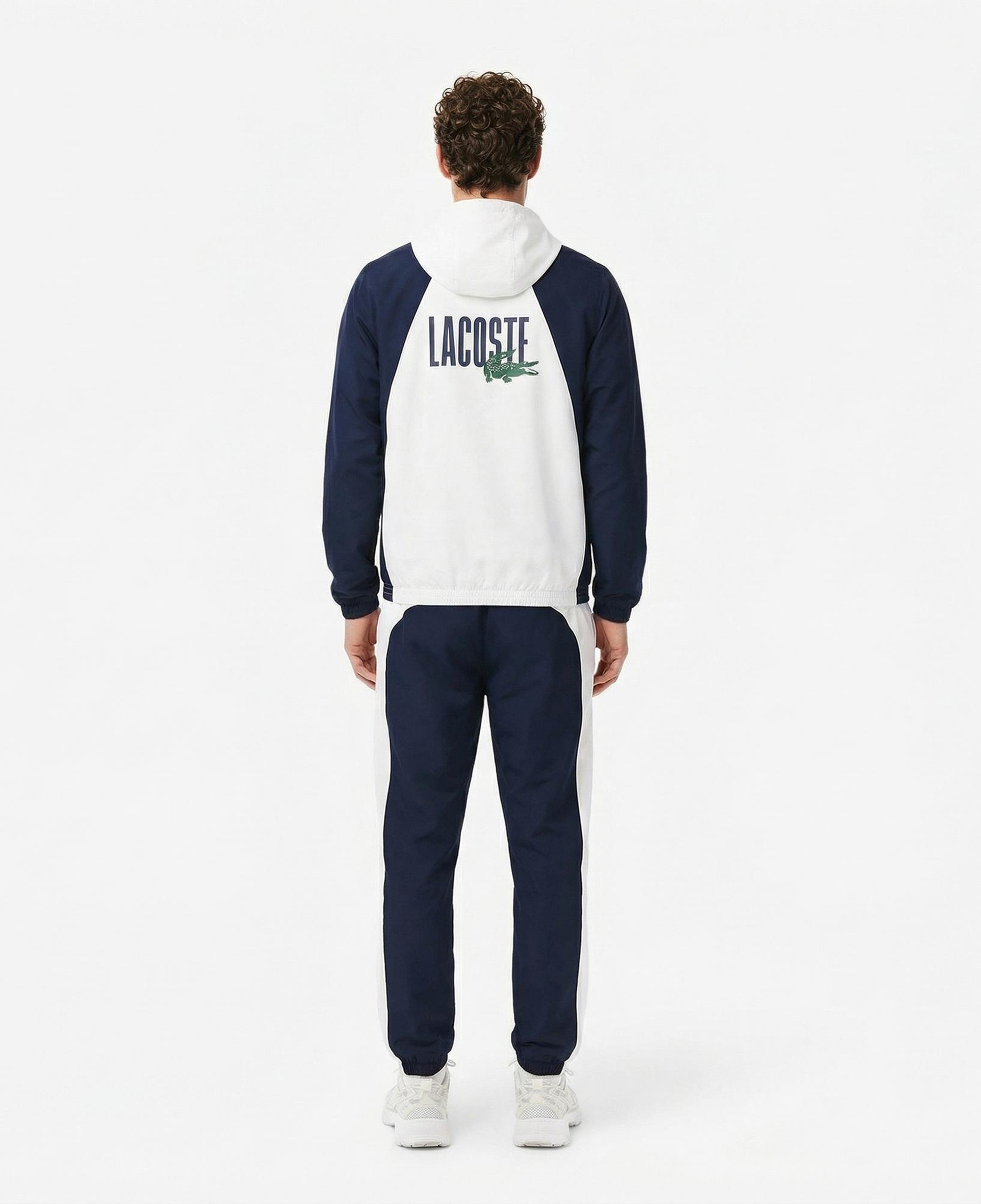 Lacoste Erkek Regular Fit Kapüşonlu Renk Bloklu Beyaz Eşofman Takımı