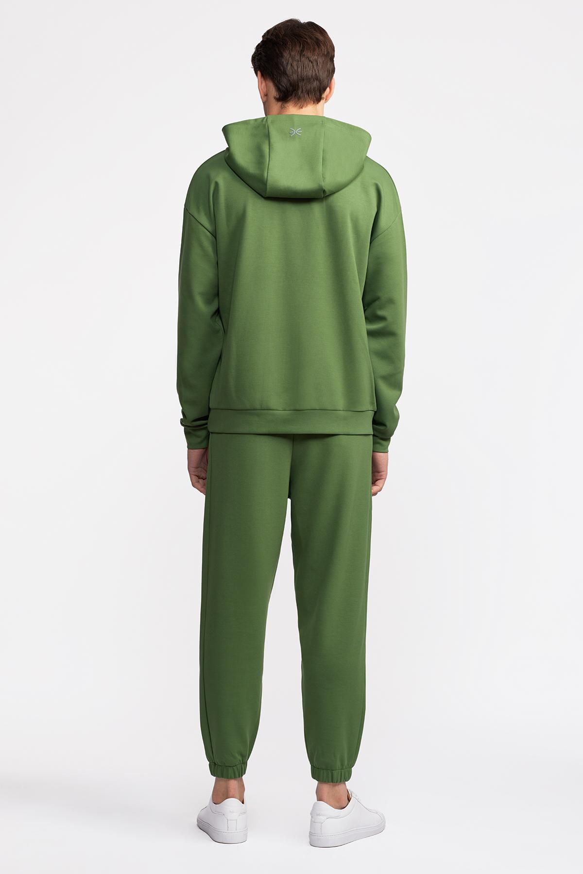 Erkek Haki Activewear Kapüşonlu Sweatshirt