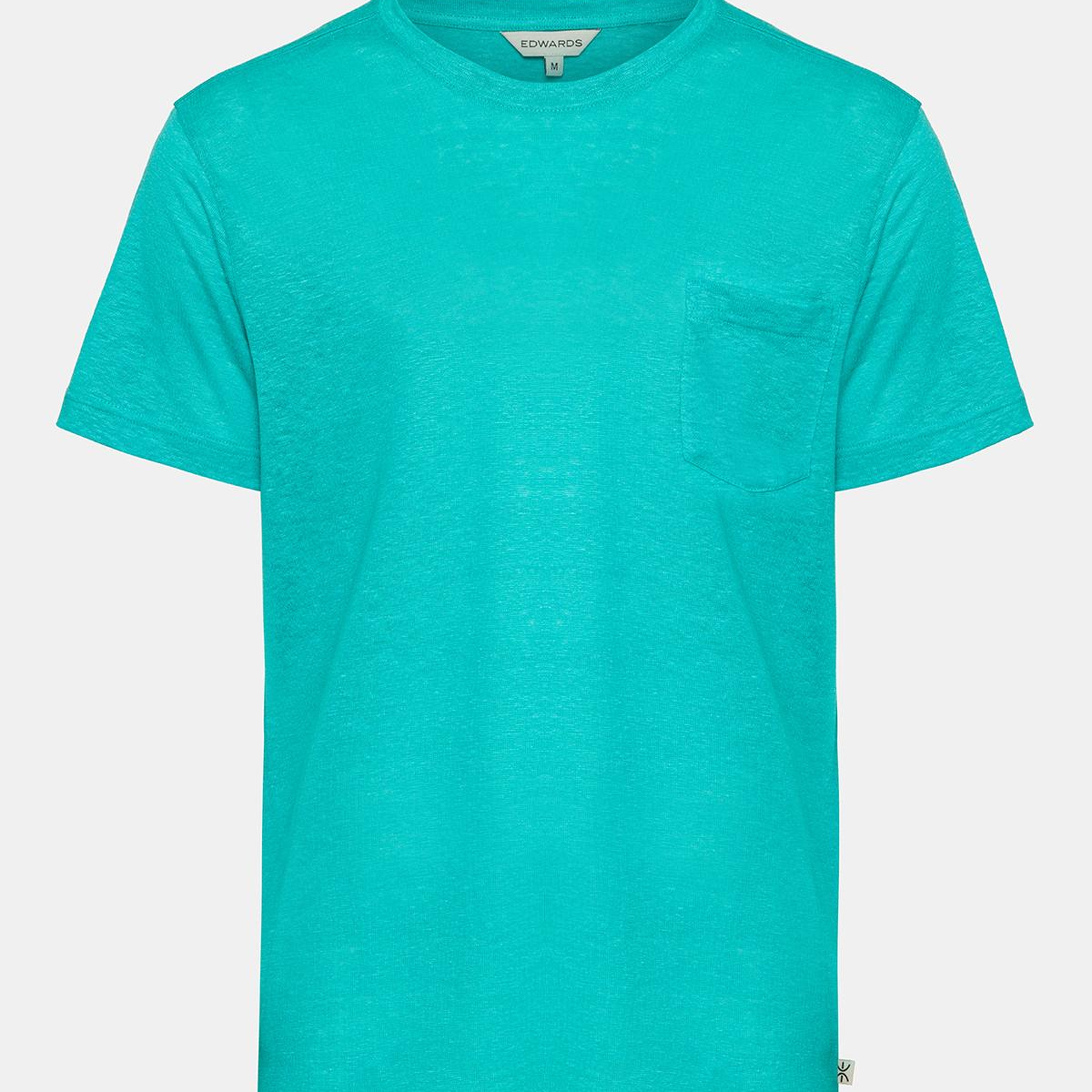 Erkek Petrol Bisiklet Yaka Keten T-Shirt