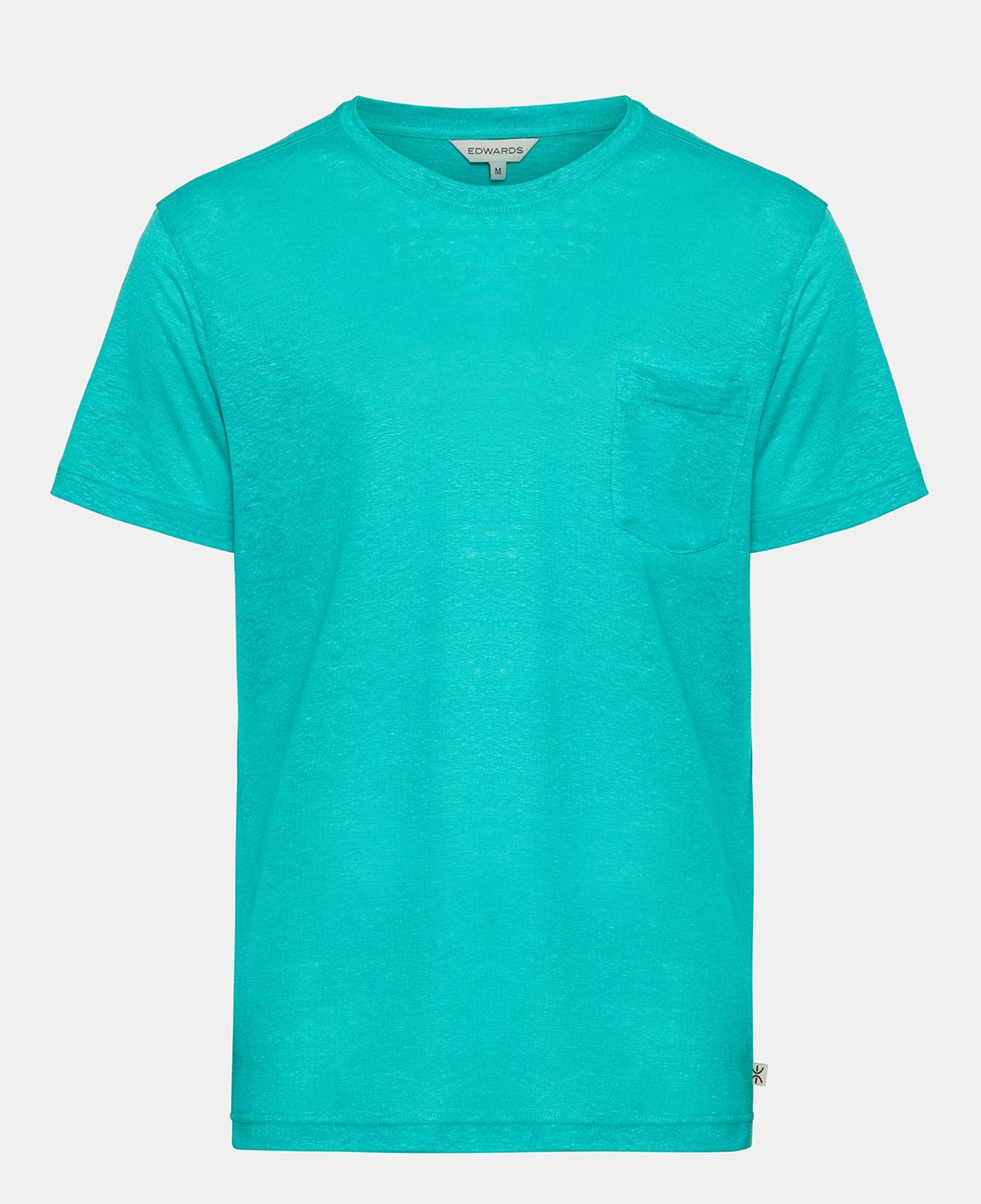 Erkek Petrol Bisiklet Yaka Keten T-Shirt