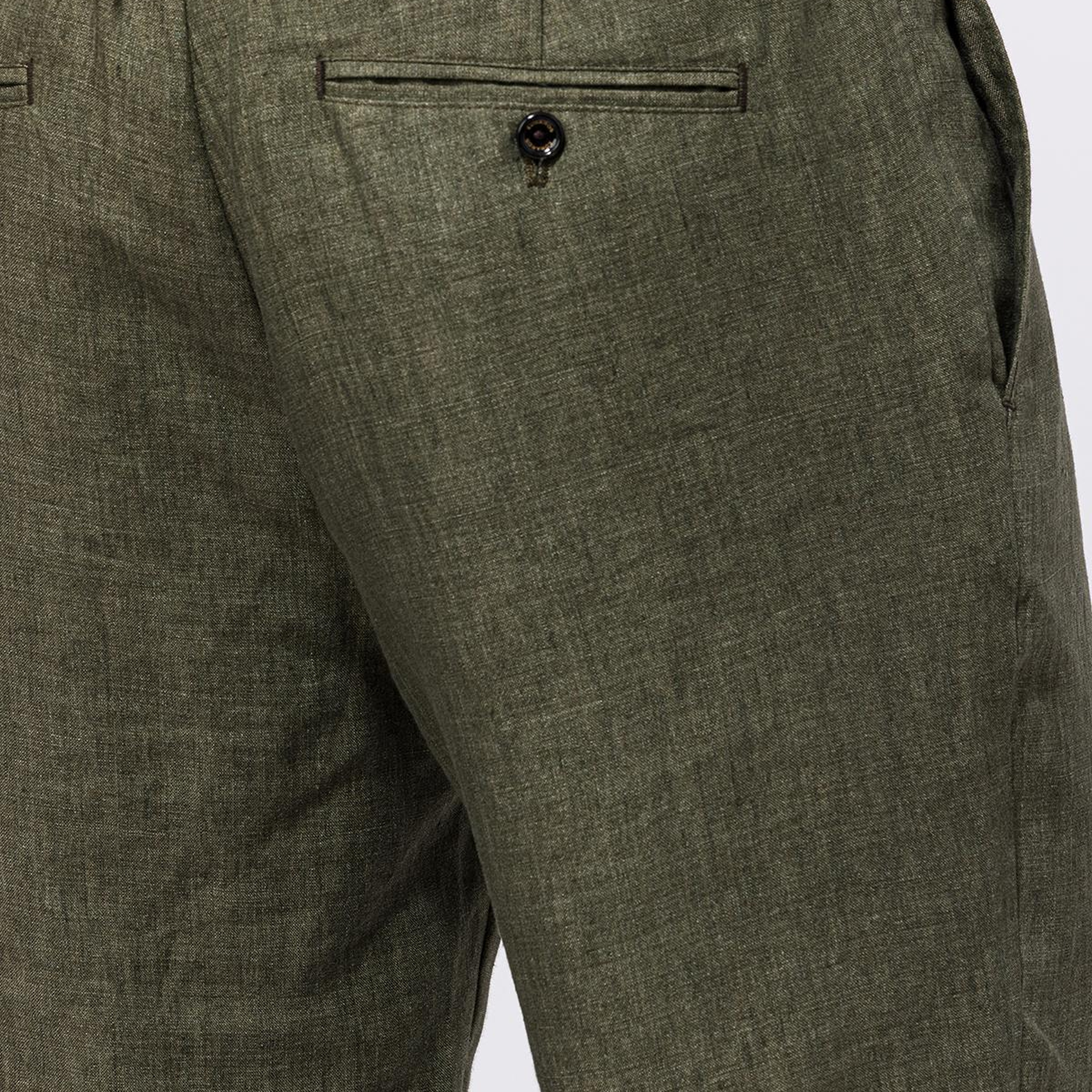 Erkek Haki Keten Chino Şort