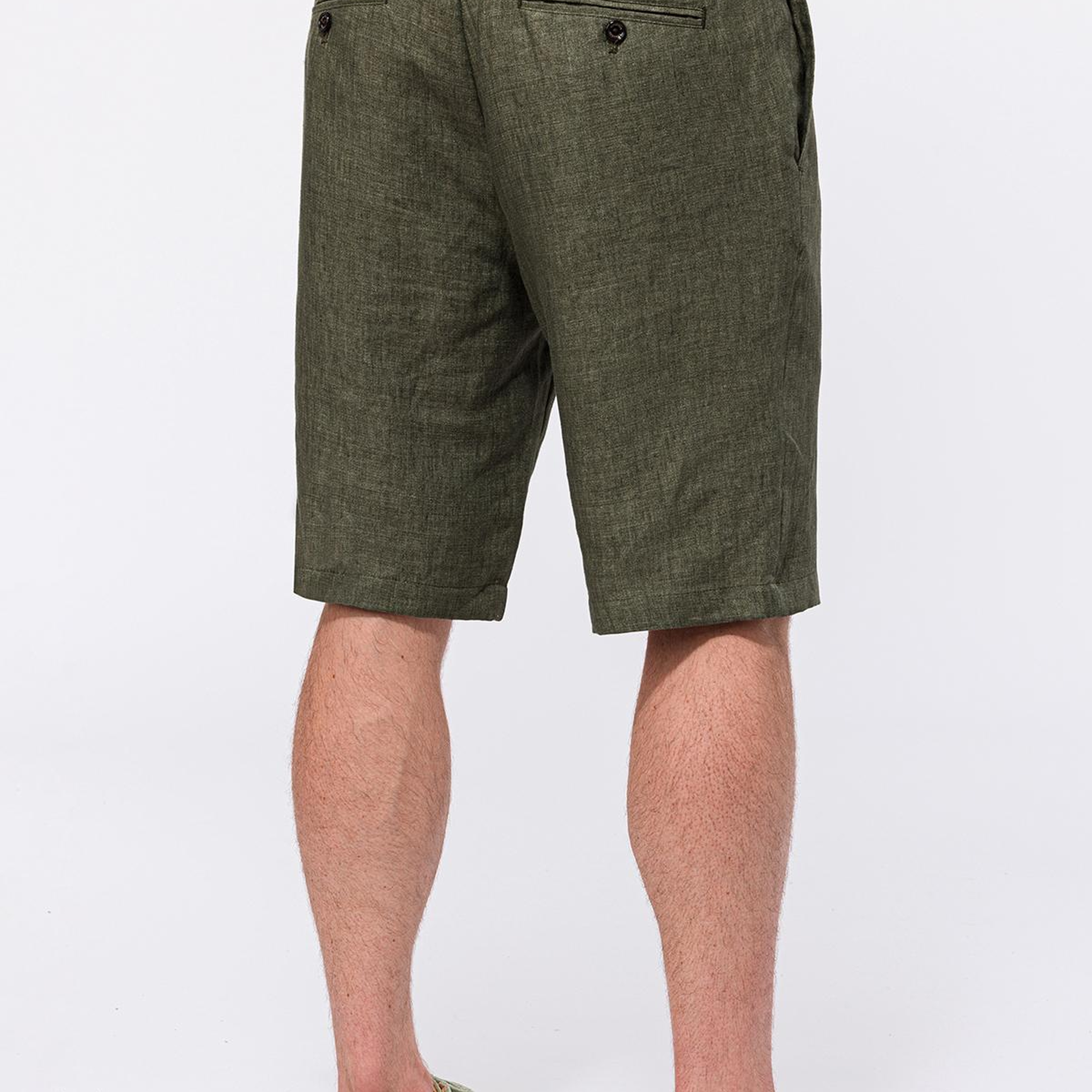 Erkek Haki Keten Chino Şort