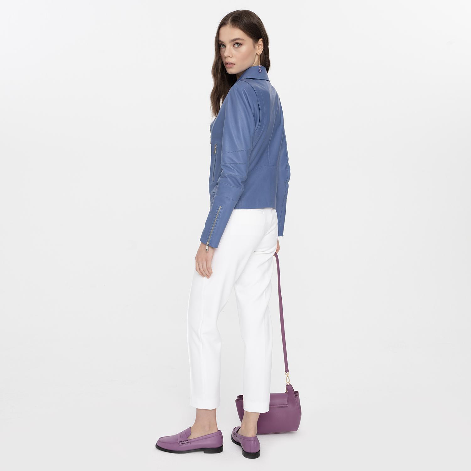 Adsilla Mavi Kadın Deri Ceket