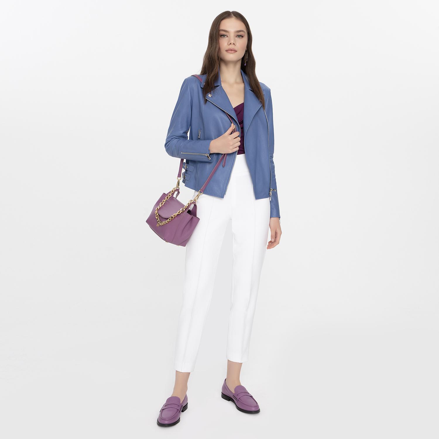 Adsilla Mavi Kadın Deri Ceket