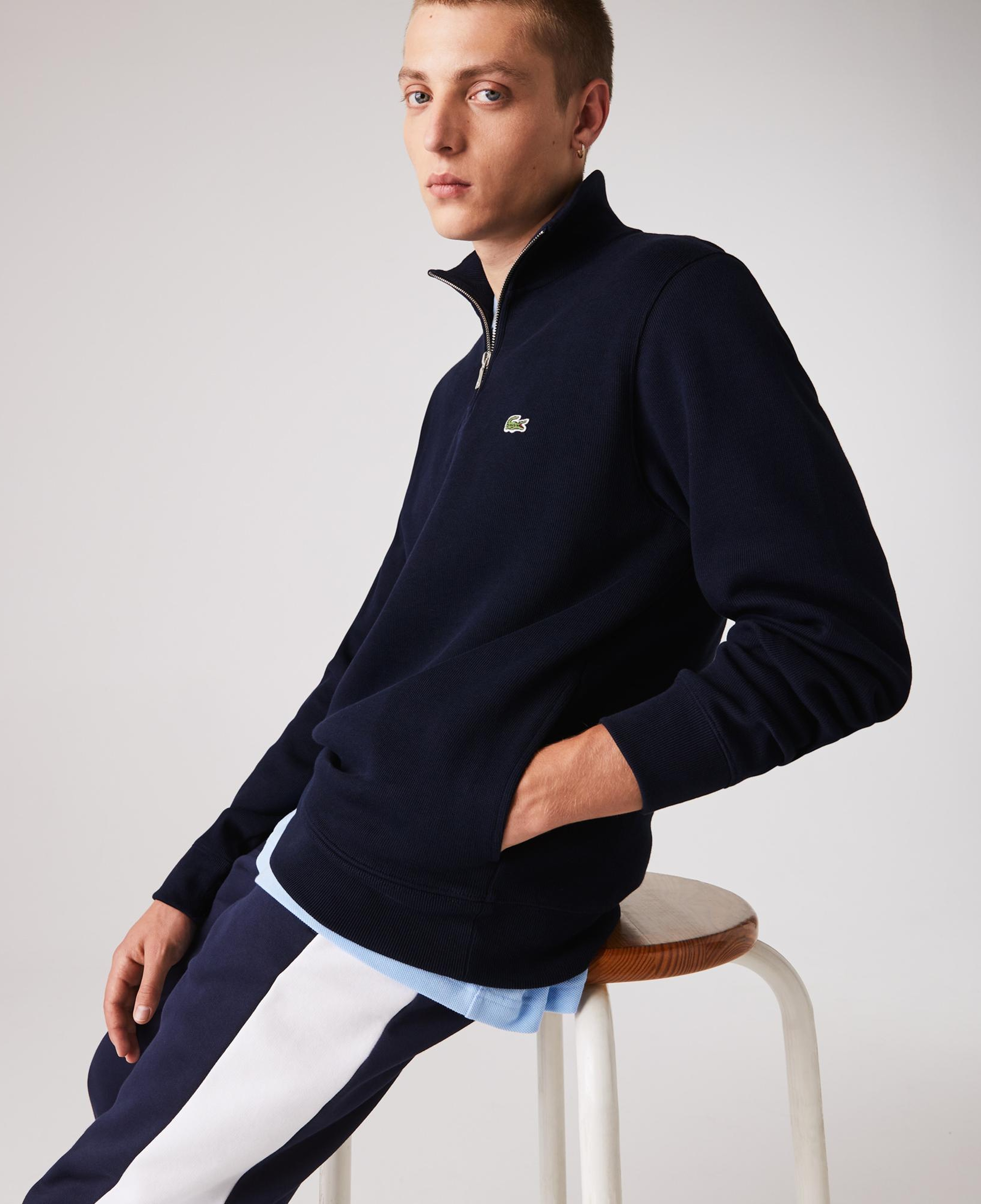 Erkek Classic Fit Yarım Fermuarlı Lacivert Sweatshirt