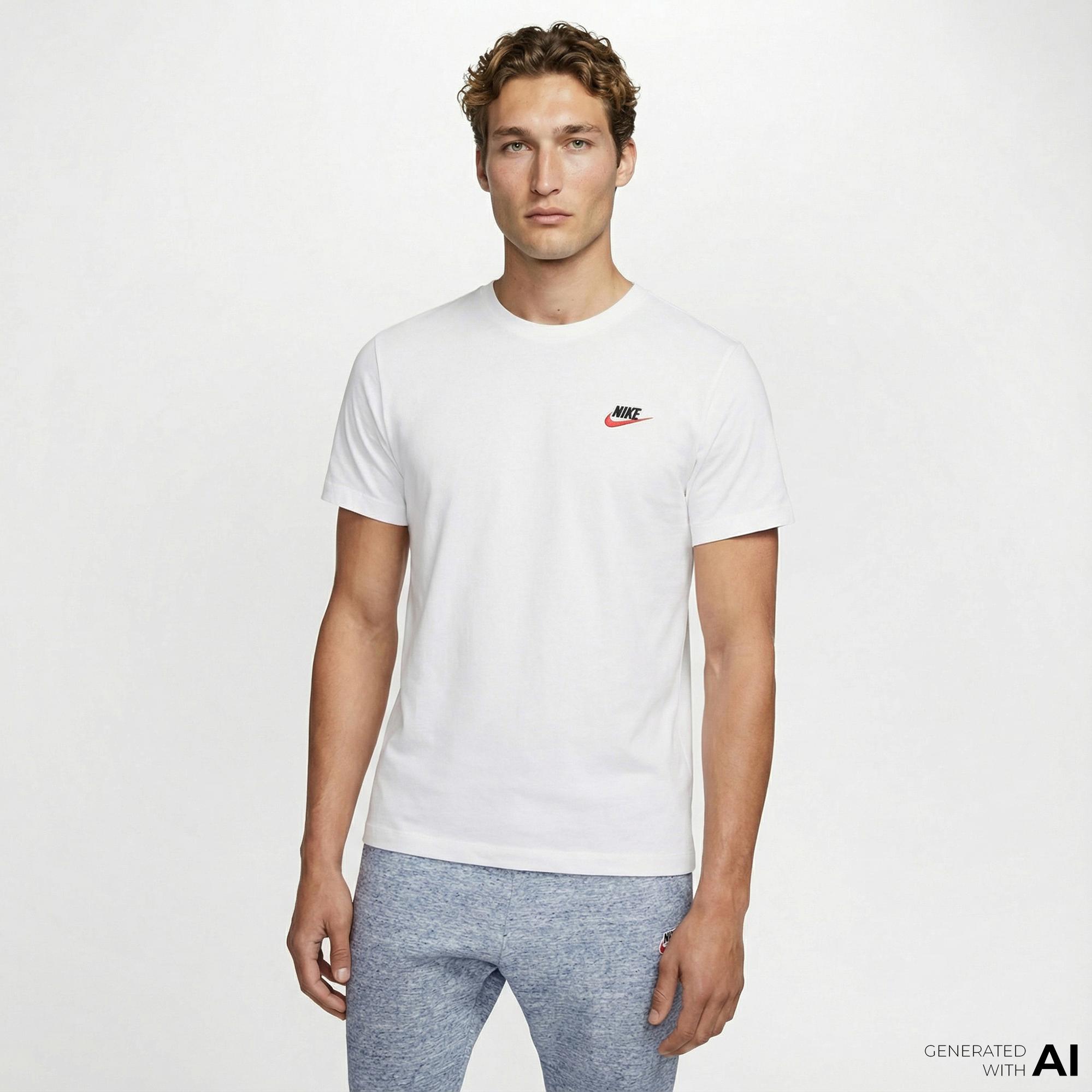 Nike Sportswear Club Erkek Beyaz T-Shirt