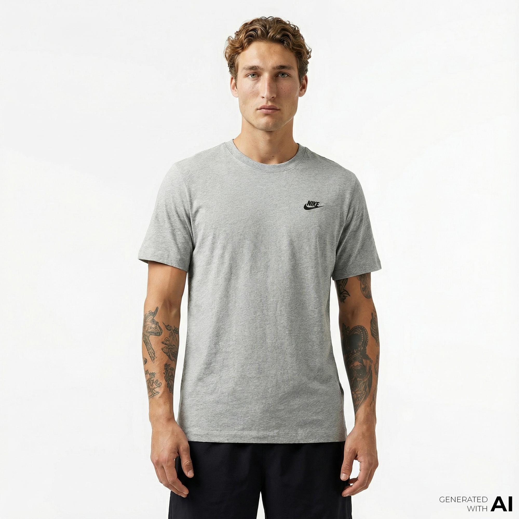 Nike Sportswear Club Erkek Gri T-Shirt