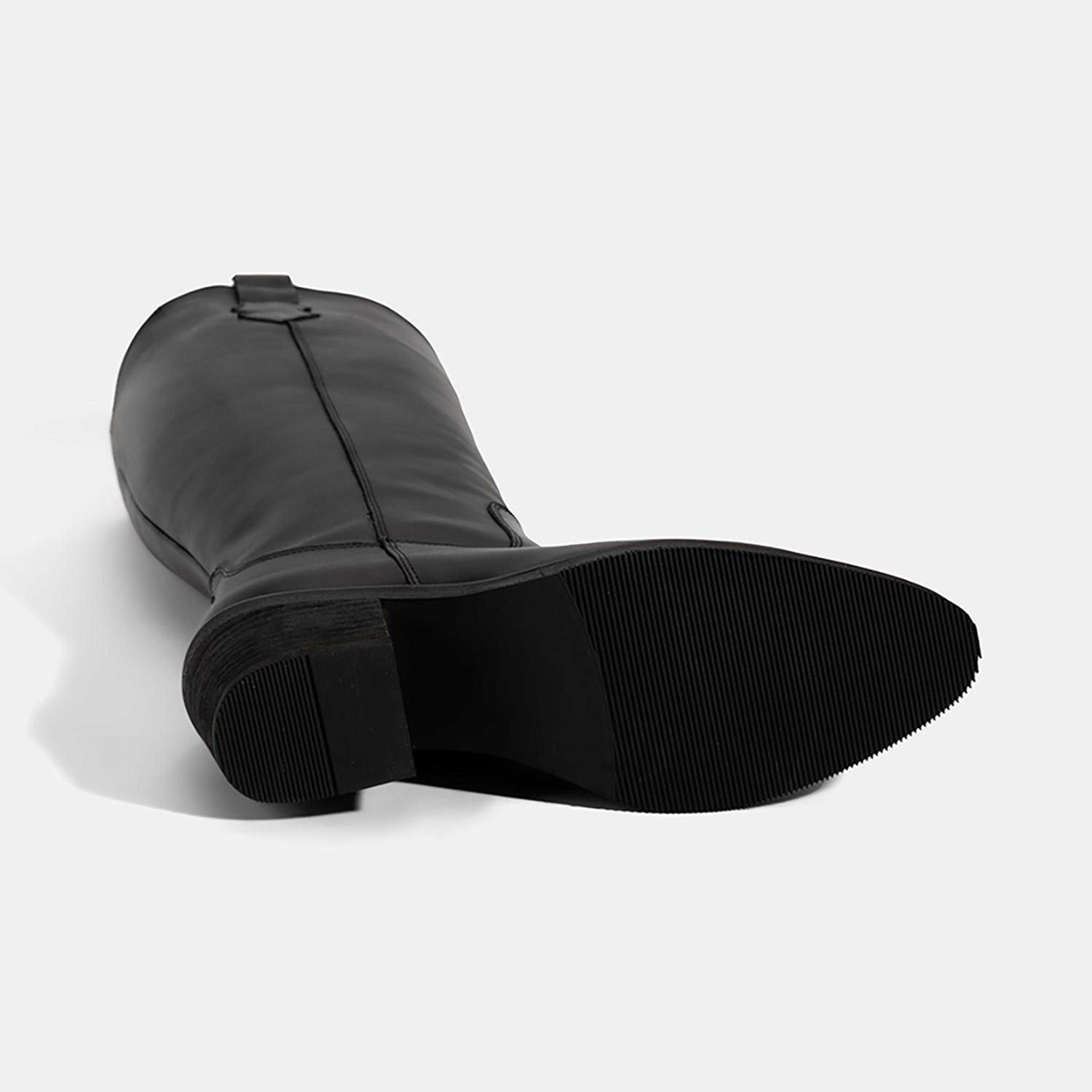 Kadın Siyah Kalın Topuklu Deri Çizme