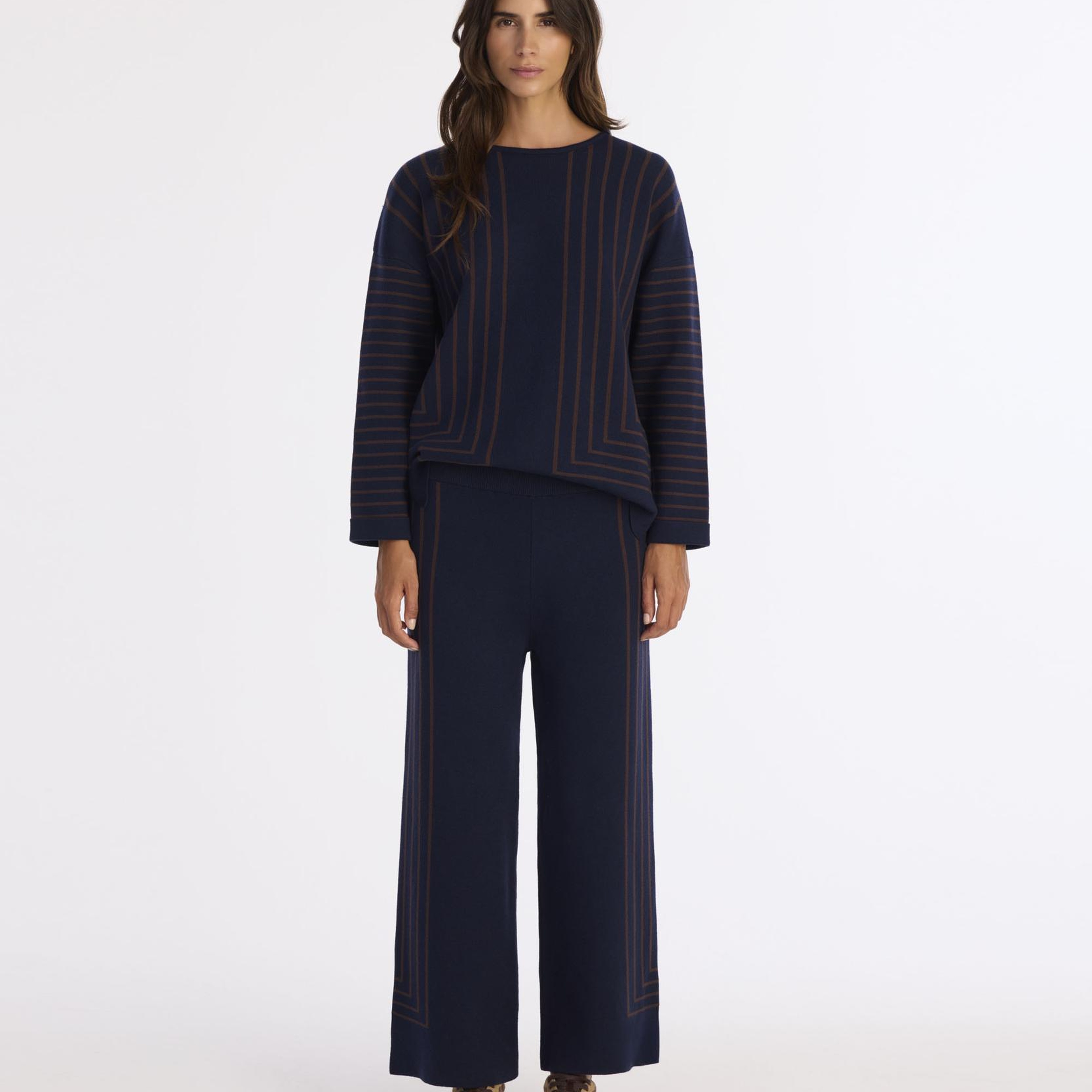 YARGICI Çizgili Rakat Kalıp Triko Pantolon