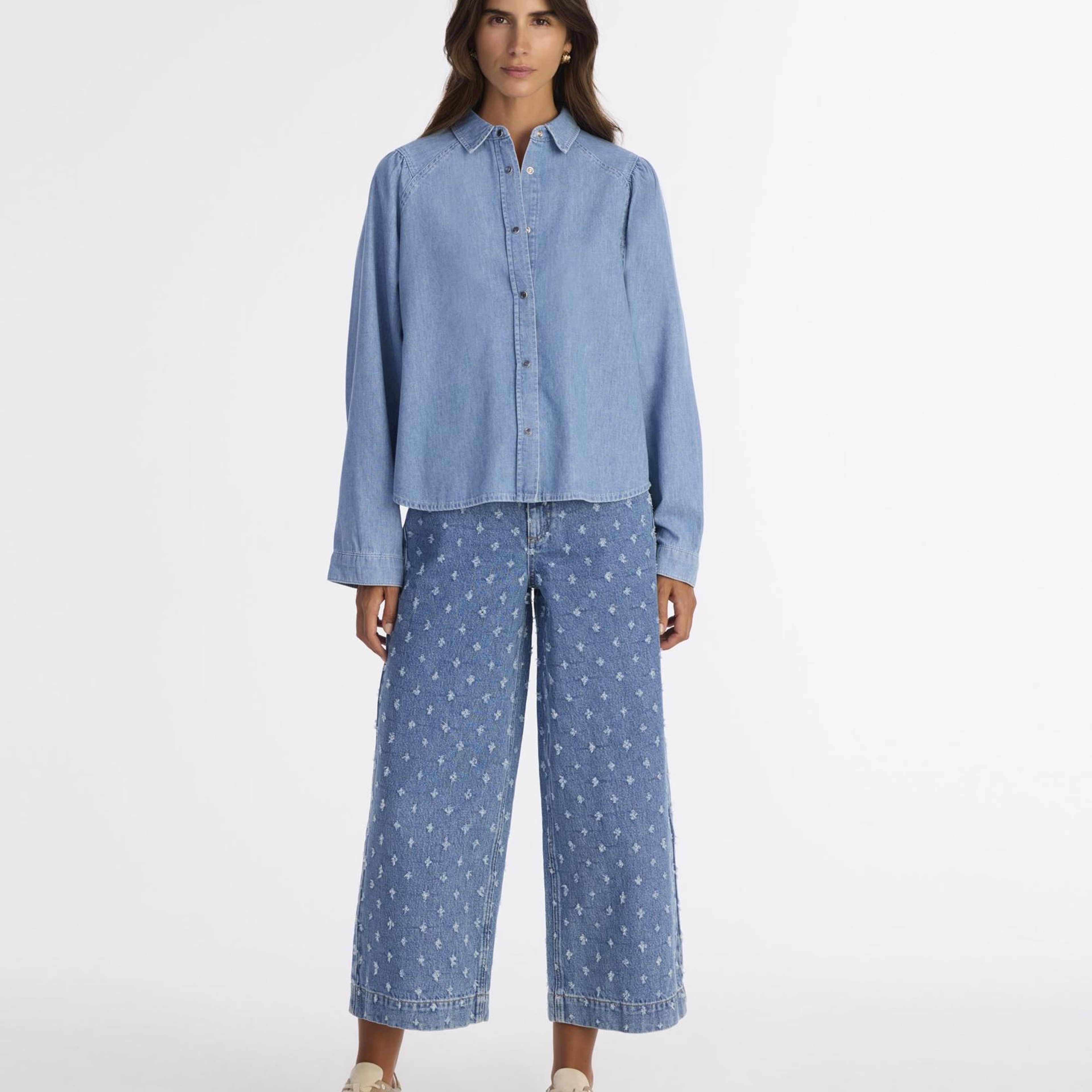 YARGICI Balon Kollu Denim Gömlek