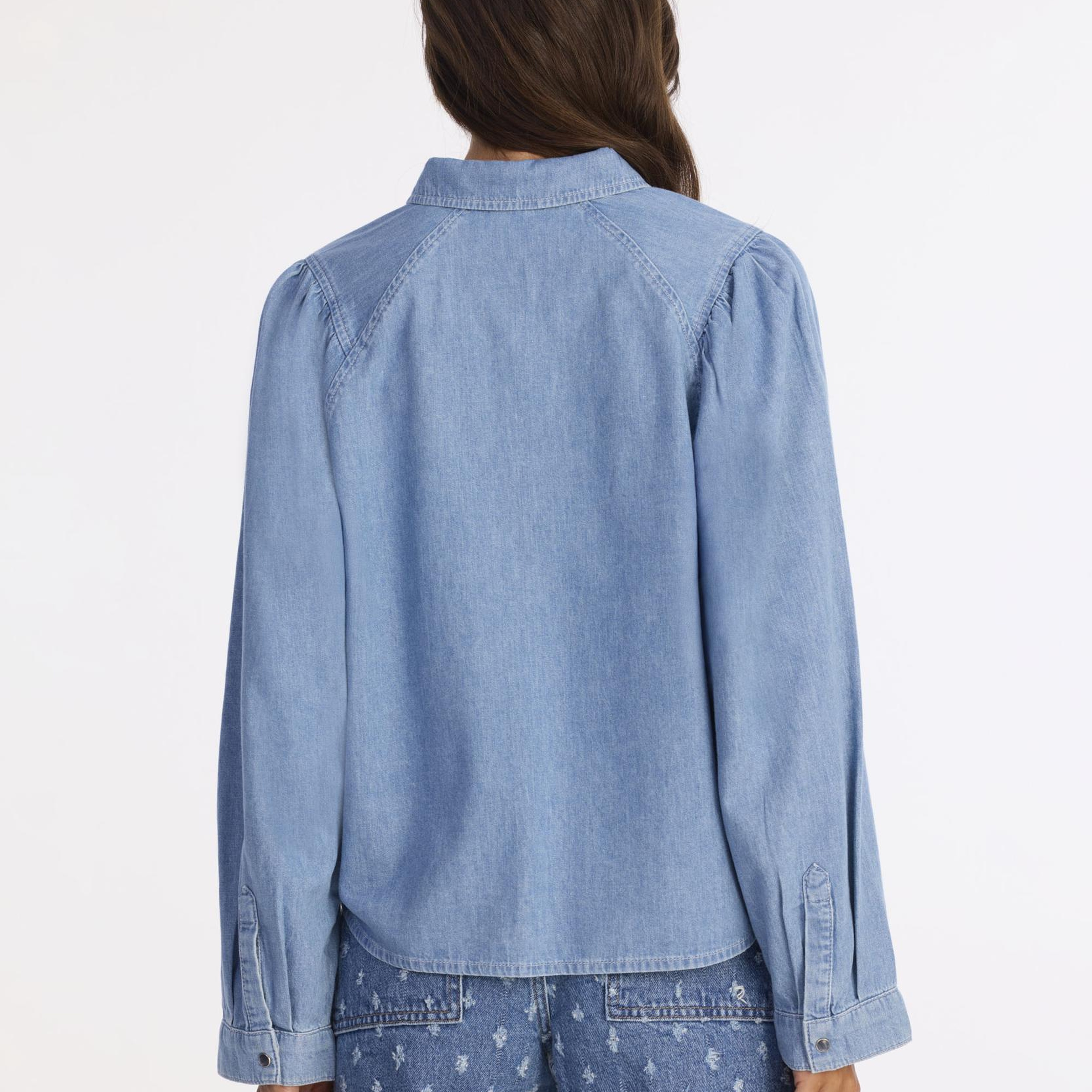 YARGICI Balon Kollu Denim Gömlek