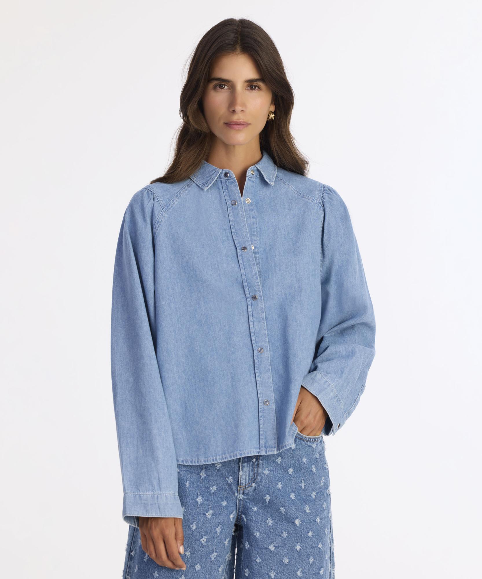 YARGICI Balon Kollu Denim Gömlek