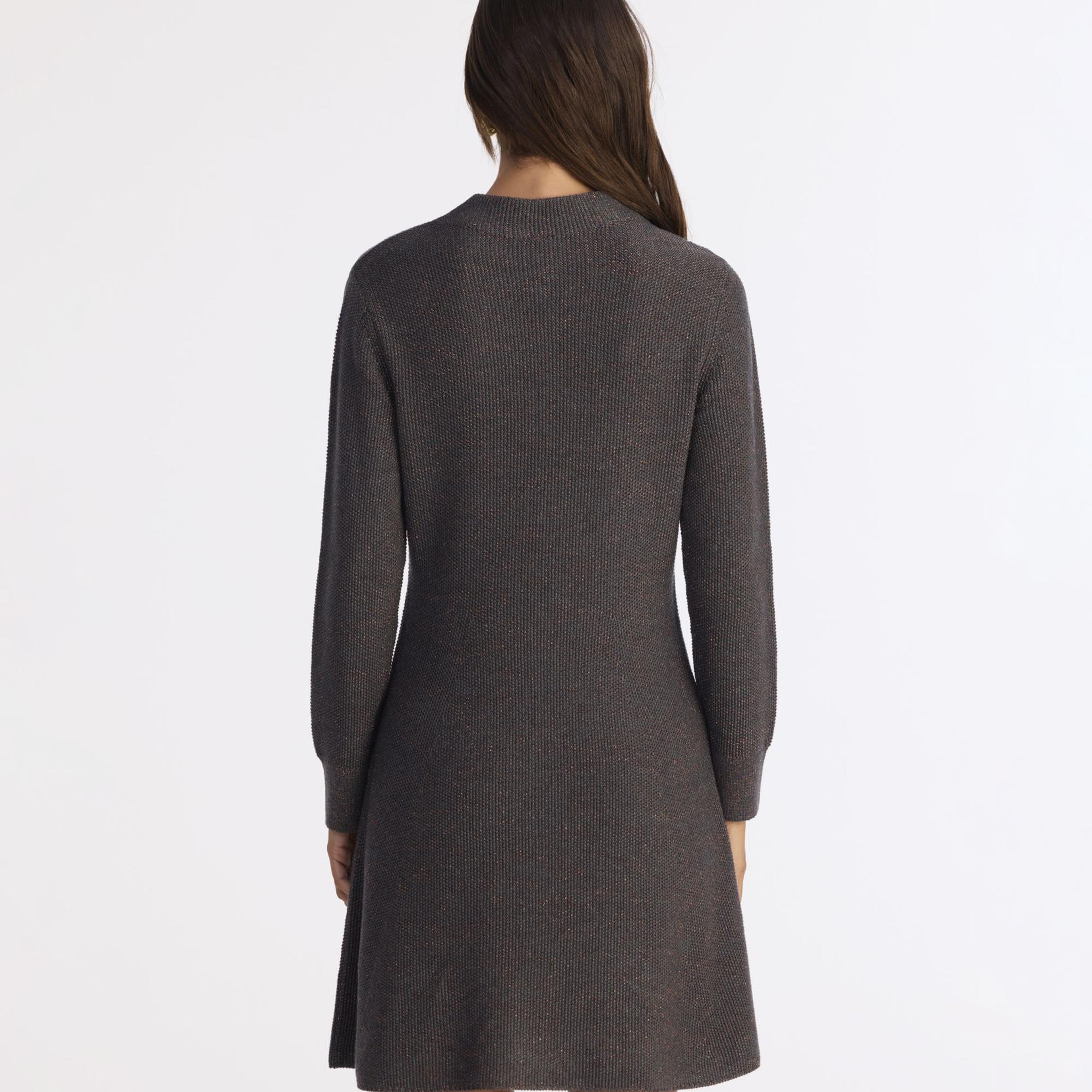 YARGICI A Form Kayık Yaka Uzun Kol Elbise