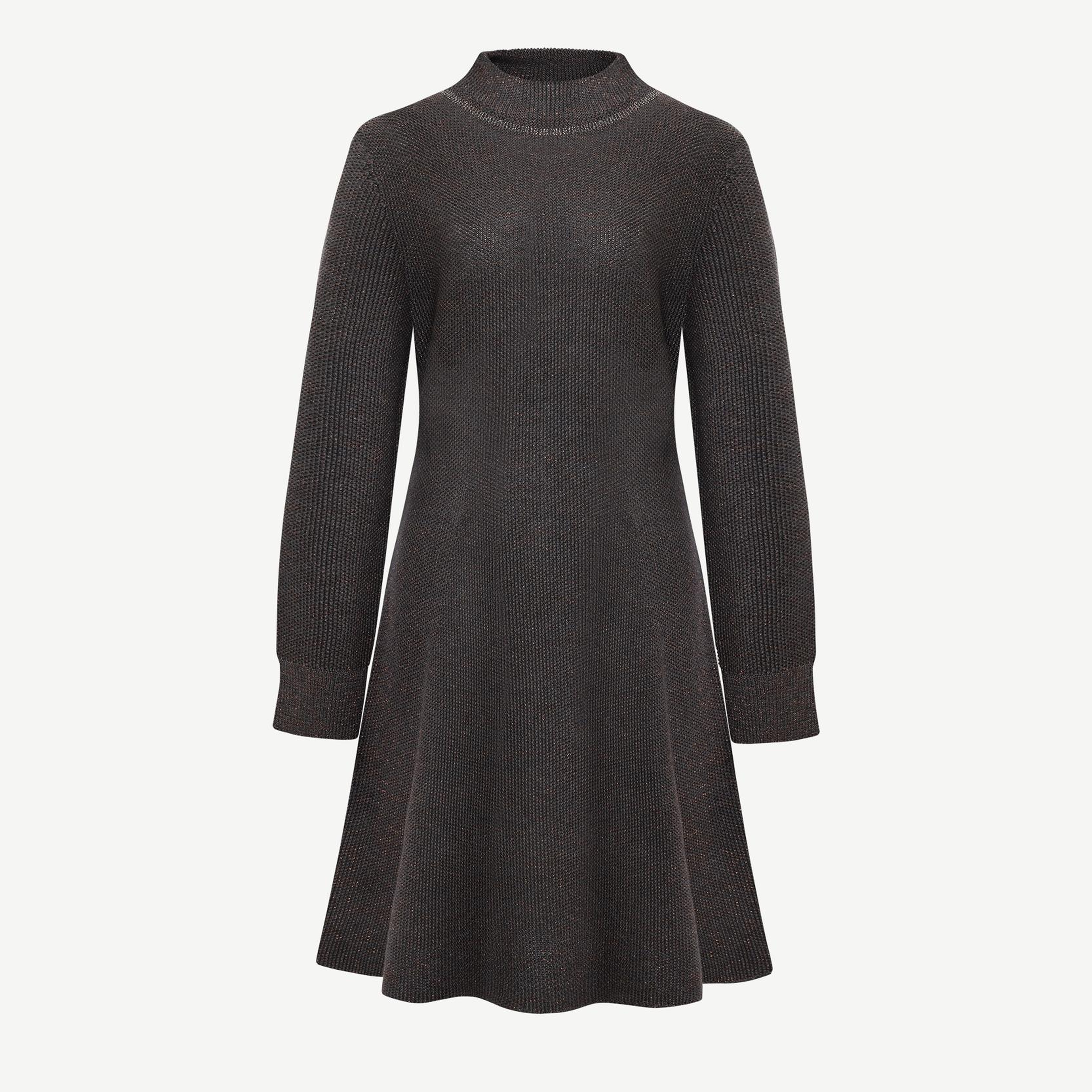 YARGICI A Form Kayık Yaka Uzun Kol Elbise